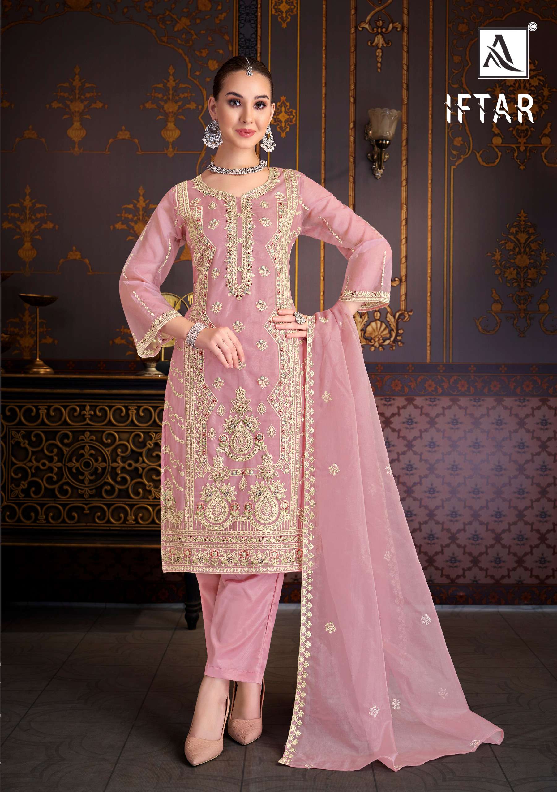 ALOK SUITS IFTAR ORGANZA FANCY EMBROIDERY WORK SUIT
