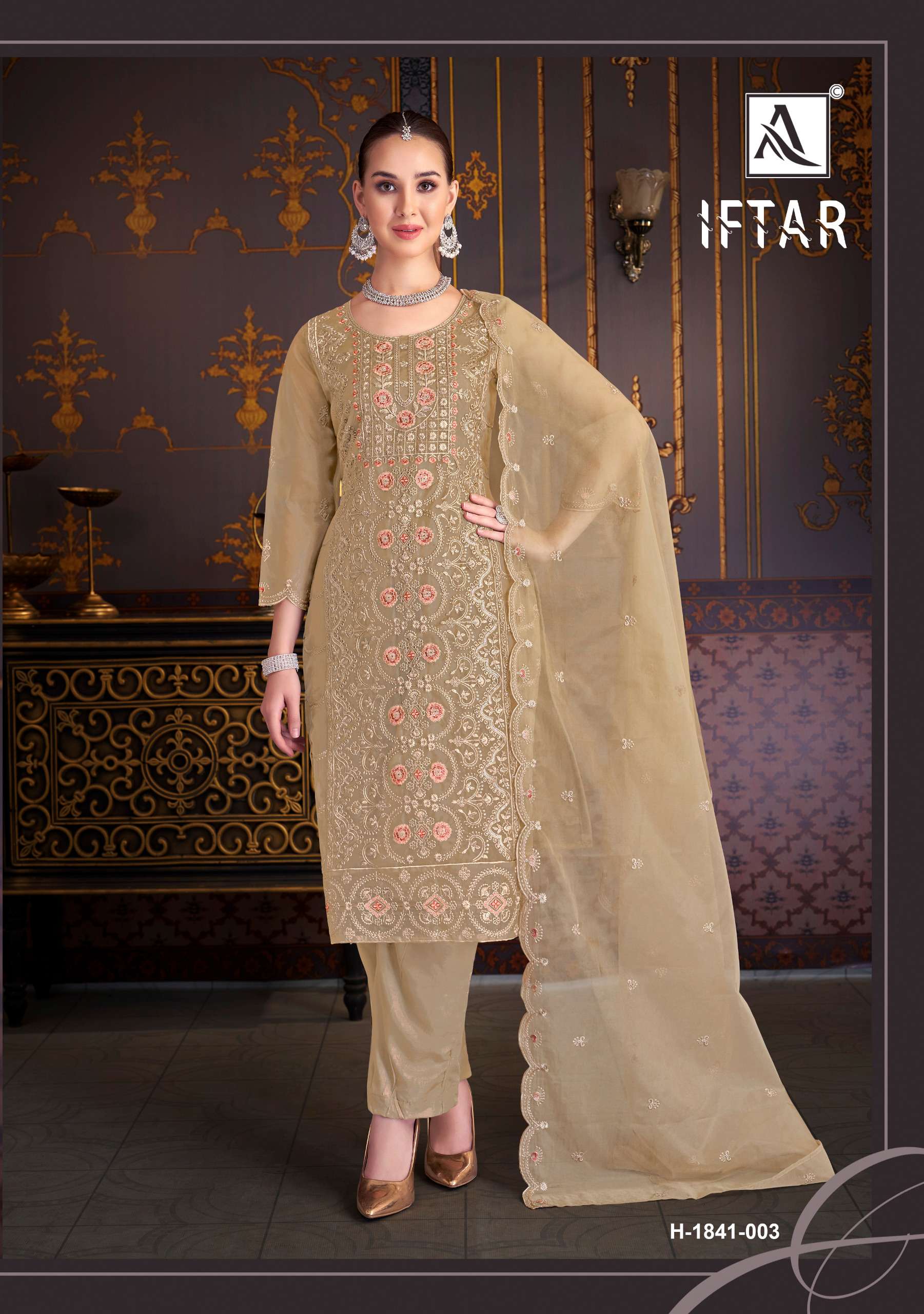 ALOK SUITS IFTAR ORGANZA FANCY EMBROIDERY WORK SUIT