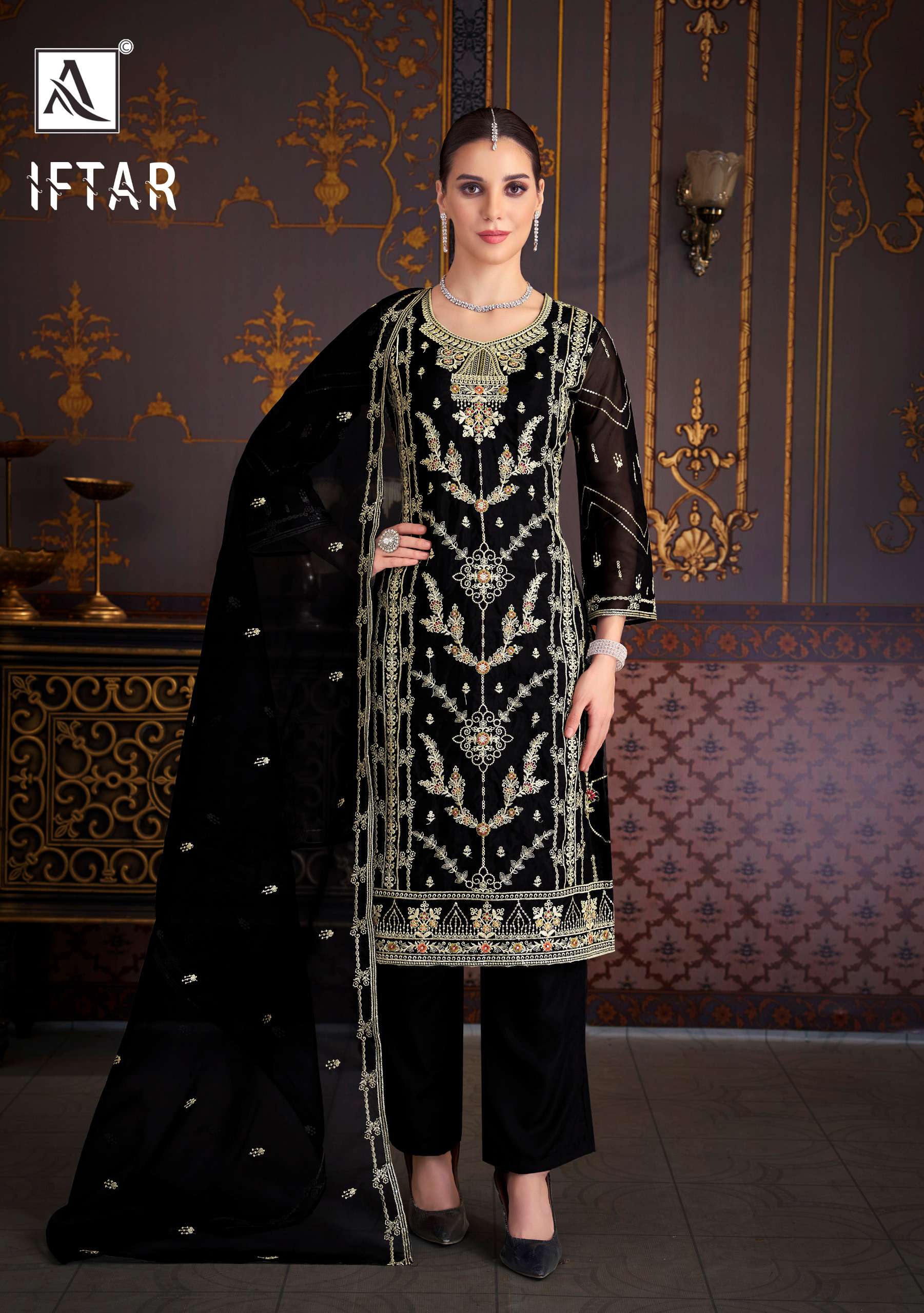 ALOK SUITS IFTAR ORGANZA FANCY EMBROIDERY WORK SUIT
