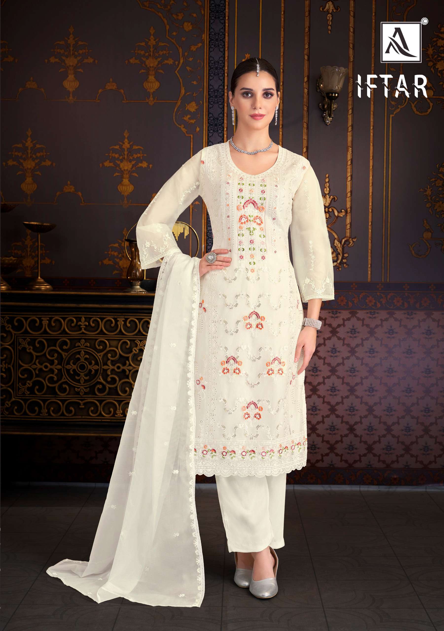 ALOK SUITS IFTAR ORGANZA FANCY EMBROIDERY WORK SUIT