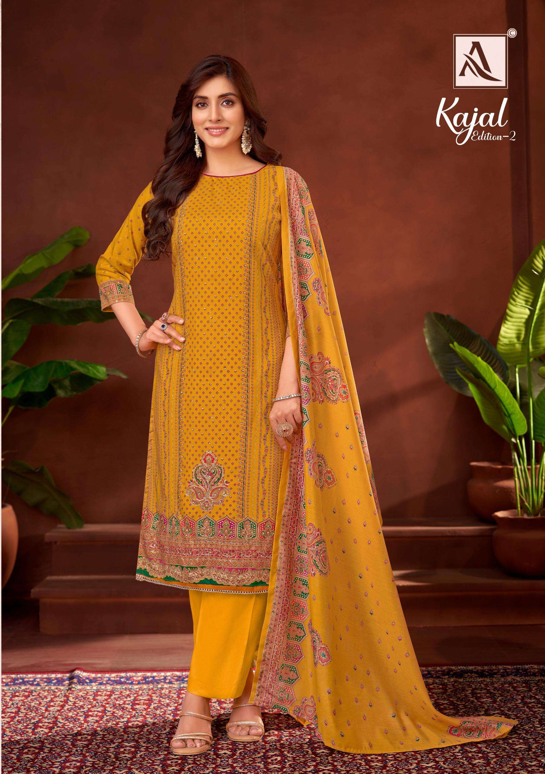 ALOK SUITS KAJAL VOL 2 RAYON PRINT WITH FANCY HAND WORK SUIT