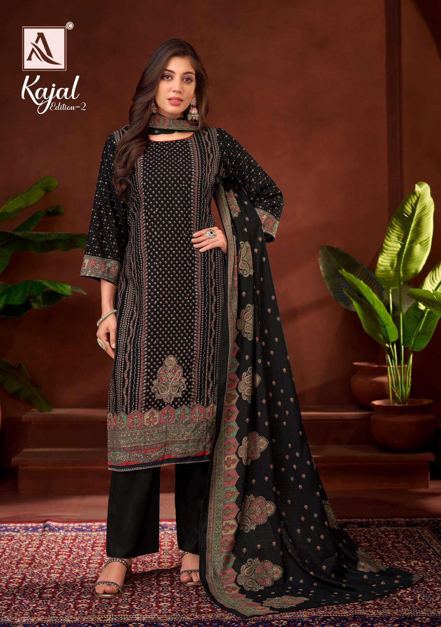 ALOK SUITS KAJAL VOL 2 RAYON PRINT WITH FANCY HAND WORK SUIT