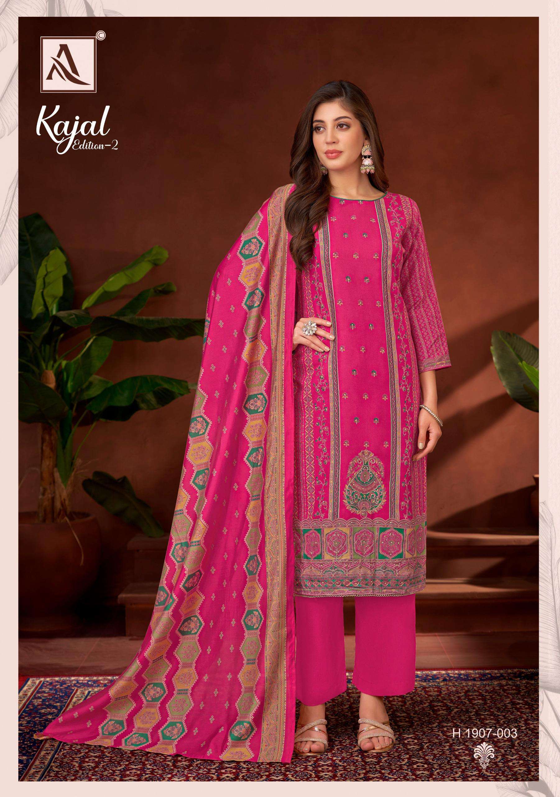 ALOK SUITS KAJAL VOL 2 RAYON PRINT WITH FANCY HAND WORK SUIT