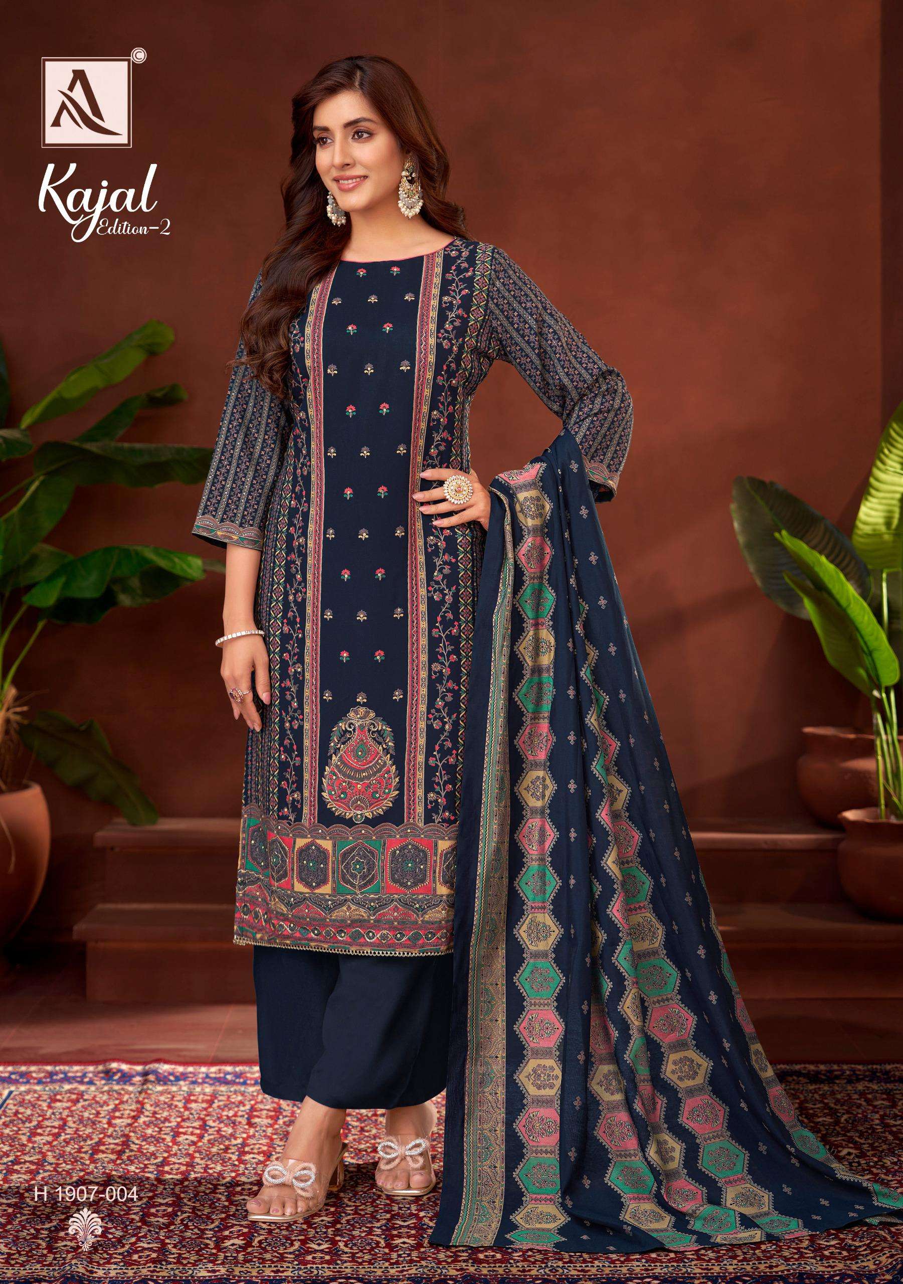 ALOK SUITS KAJAL VOL 2 RAYON PRINT WITH FANCY HAND WORK SUIT