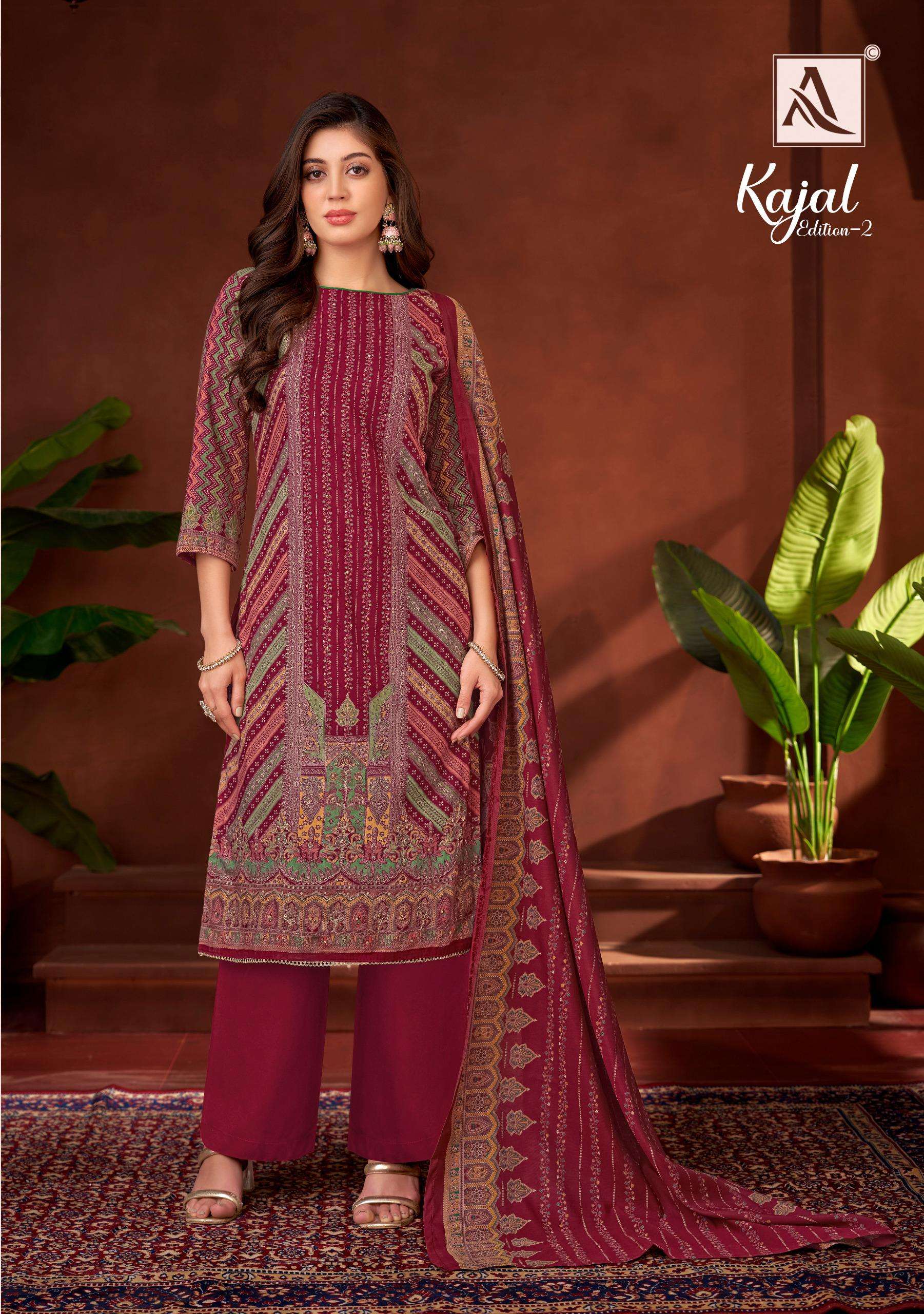 ALOK SUITS KAJAL VOL 2 RAYON PRINT WITH FANCY HAND WORK SUIT