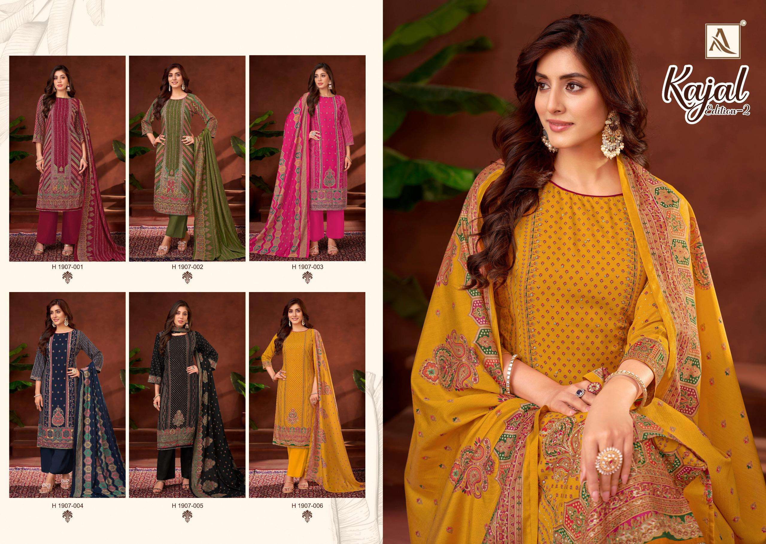 ALOK SUITS KAJAL VOL 2 RAYON PRINT WITH FANCY HAND WORK SUIT
