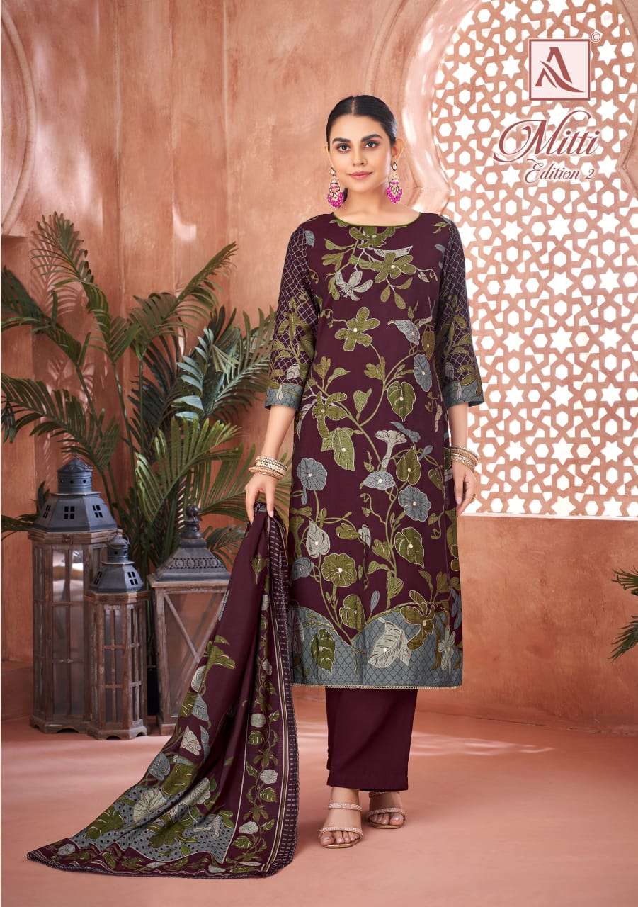 ALOK SUITS MITTI VOL 2 MODAL DESIGNER PRINT WITH FANCY HAND WORK SUIT