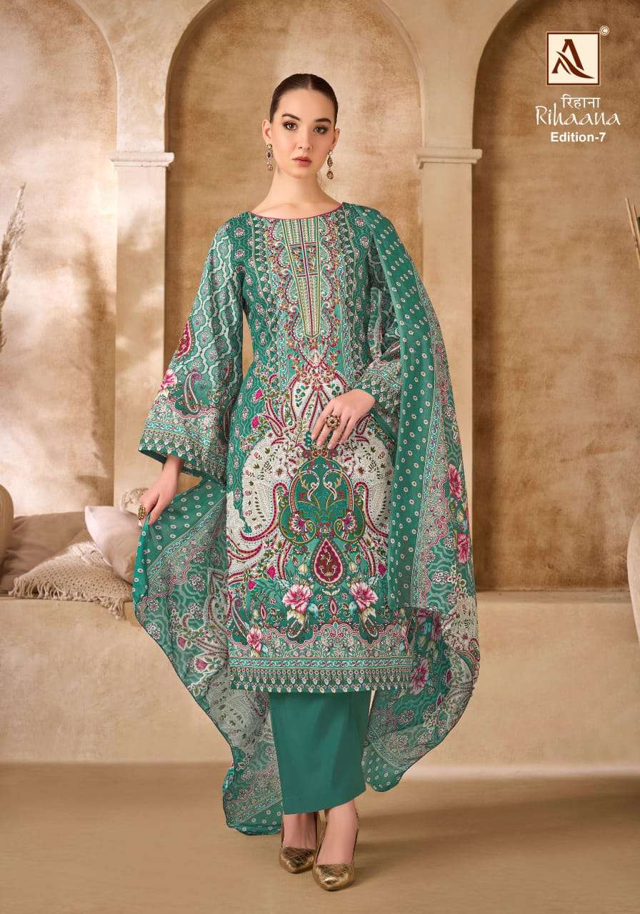 ALOK SUITS RIHAANA VOL 7 COTTON DIGITAL PAKISTANI PRINT WITH WORK SUIT