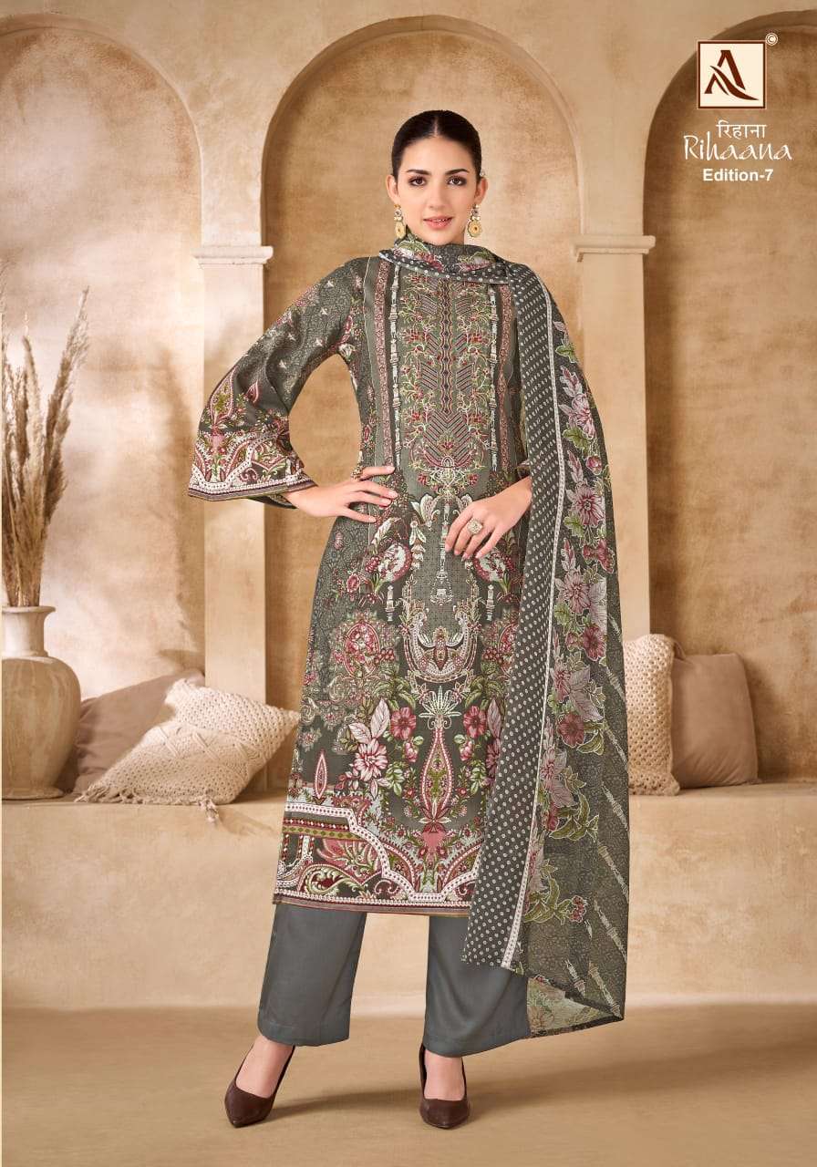 ALOK SUITS RIHAANA VOL 7 COTTON DIGITAL PAKISTANI PRINT WITH WORK SUIT