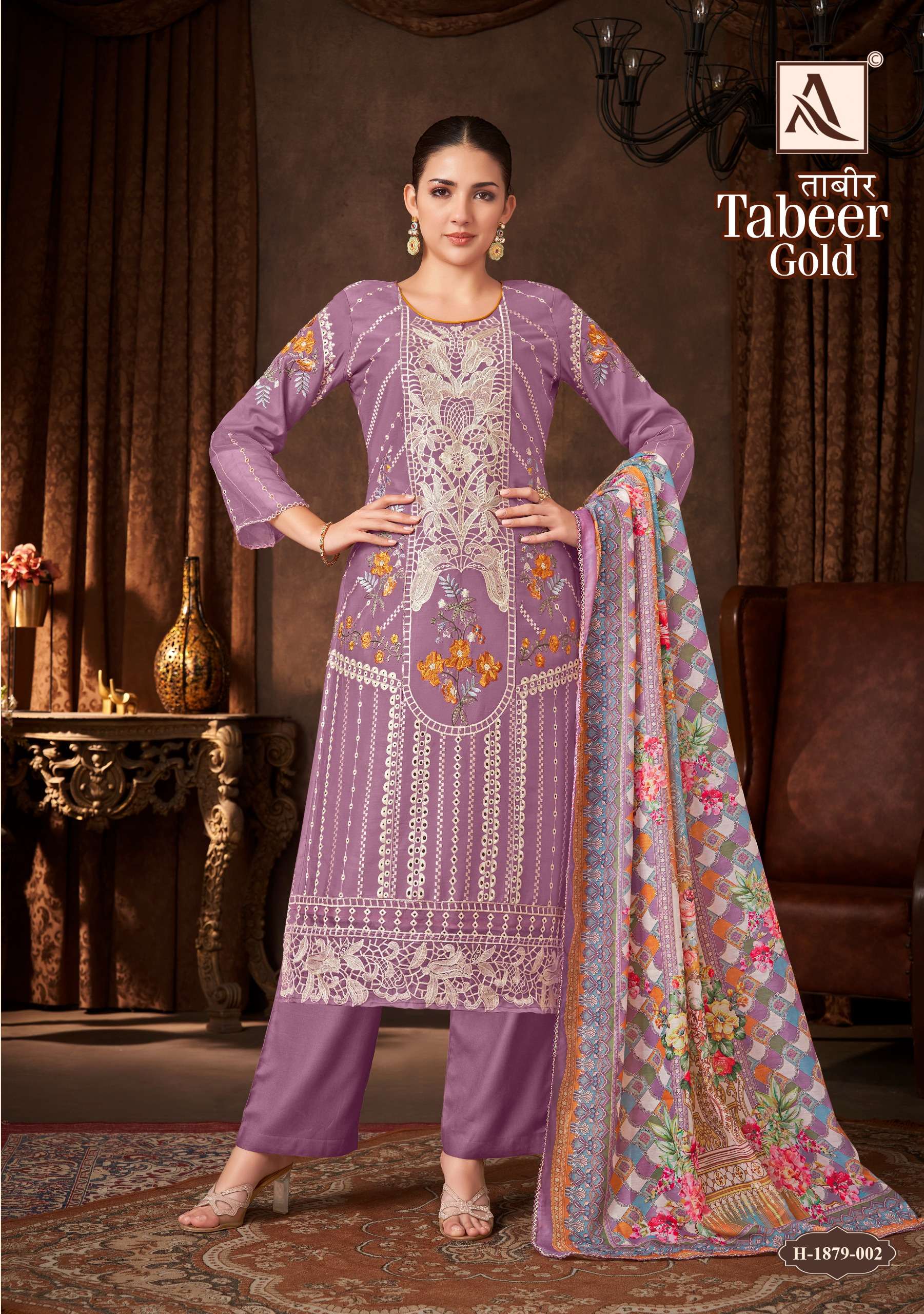 ALOK SUITS TABEER GOLD JAM COTTON FANCY EMBROIDERY WORK SUIT
