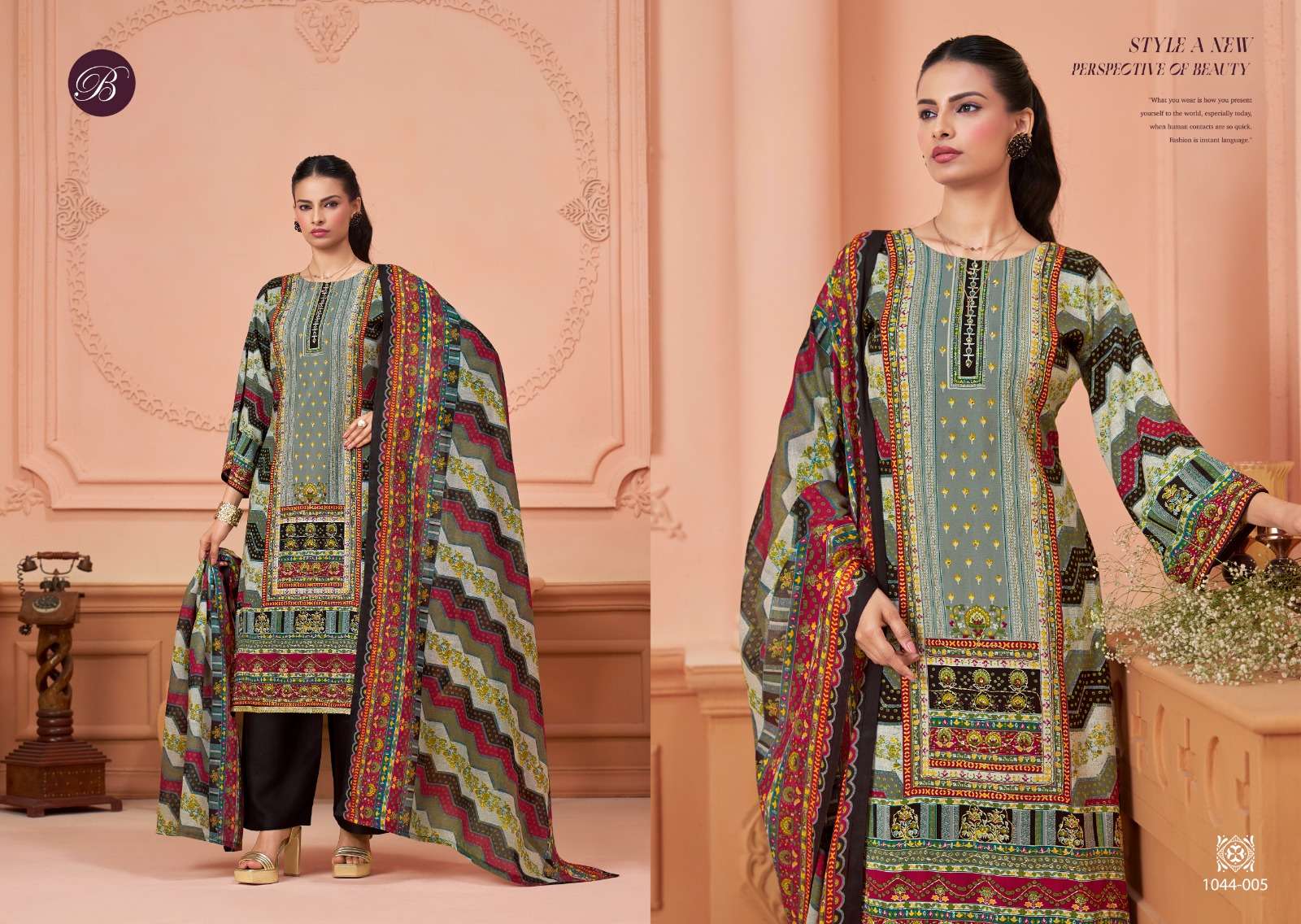 BELLIZA DESIGNER STUDIO AFREEN VISCOSE DIGITAL PRINT WITH HAND WORK SUIT