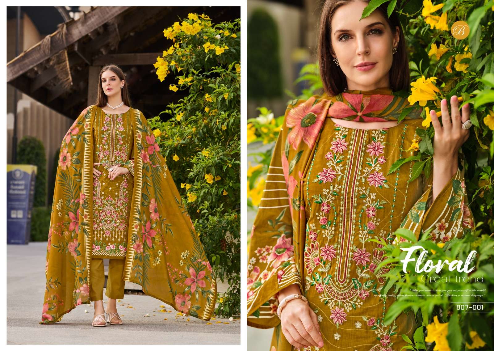 BELLIZA DESIGNER STUDIO CHEVRON VOL 2 COTTON DIGITAL PRINTS WITH WORK SUIT