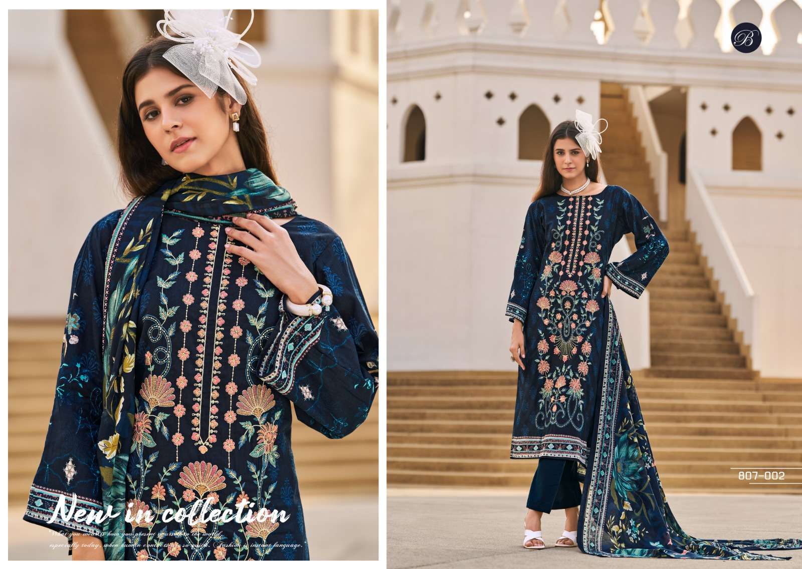 BELLIZA DESIGNER STUDIO CHEVRON VOL 2 COTTON DIGITAL PRINTS WITH WORK SUIT