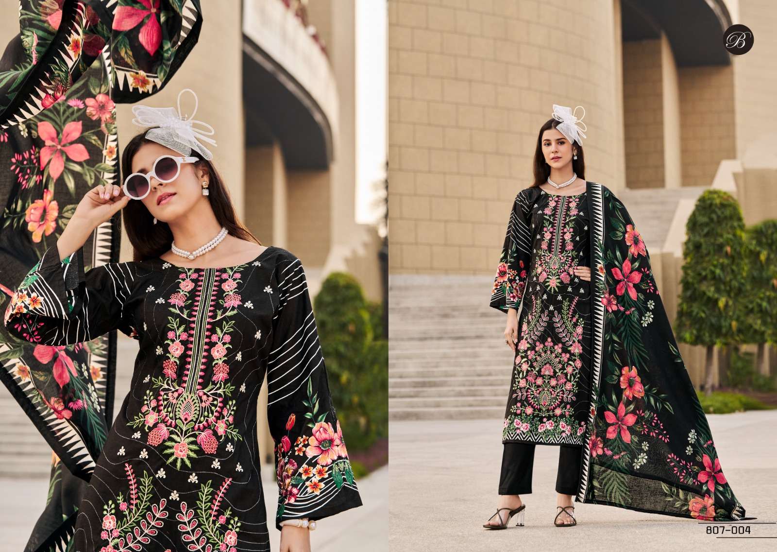 BELLIZA DESIGNER STUDIO CHEVRON VOL 2 COTTON DIGITAL PRINTS WITH WORK SUIT