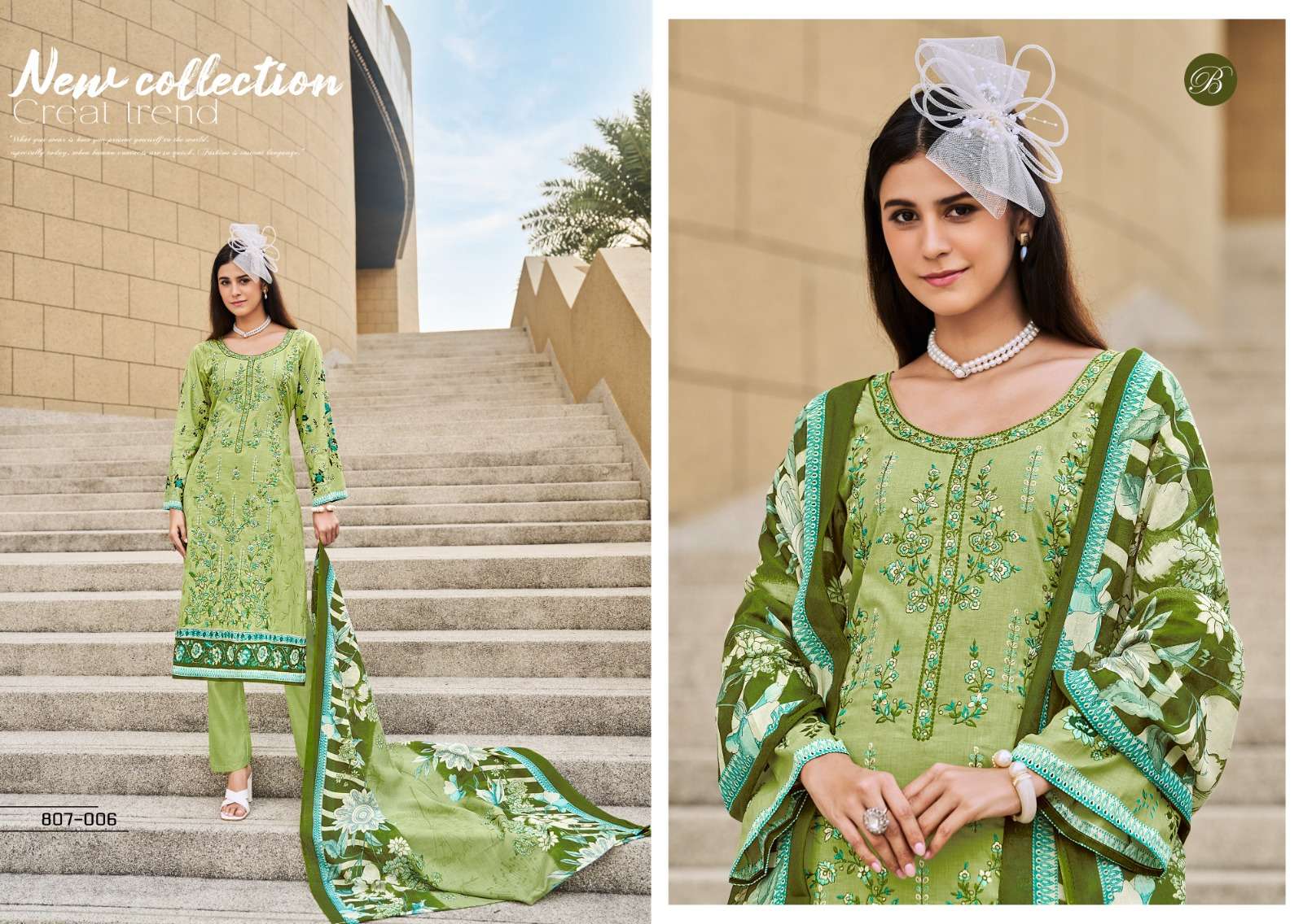 BELLIZA DESIGNER STUDIO CHEVRON VOL 2 COTTON DIGITAL PRINTS WITH WORK SUIT