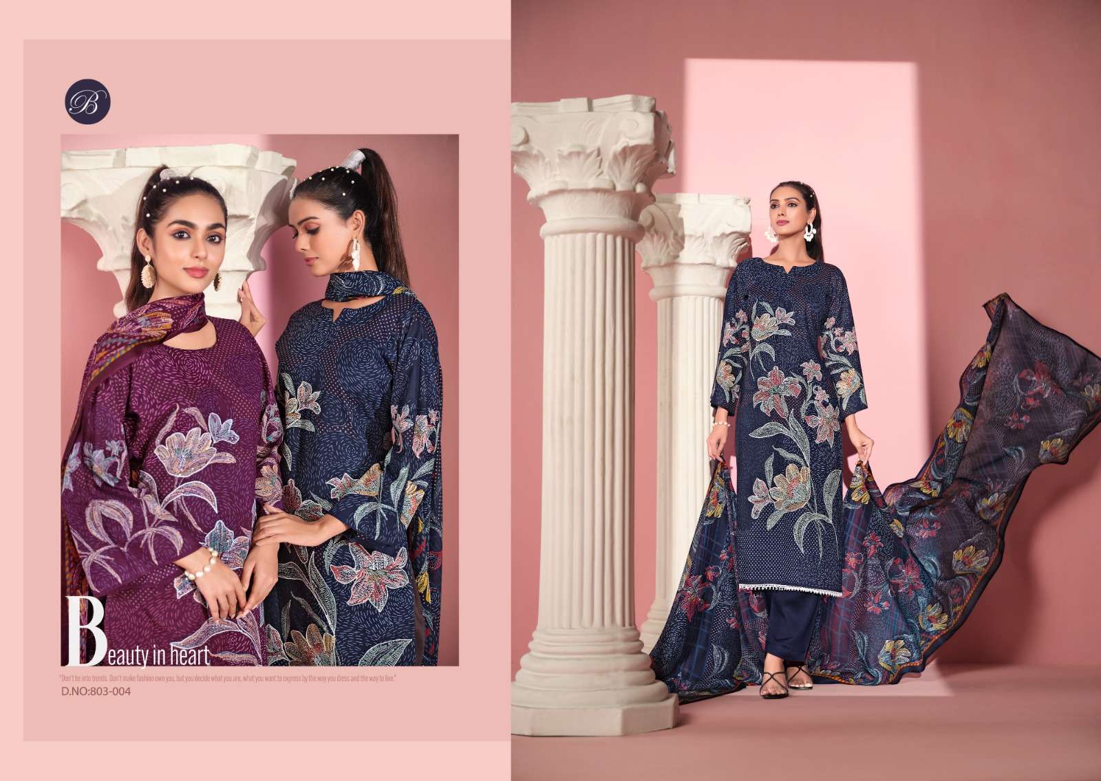 BELLIZA DESIGNER STUDIO SAFEENA COTTON DIGITAL PRINTS WITH FANCY WORK SUIT