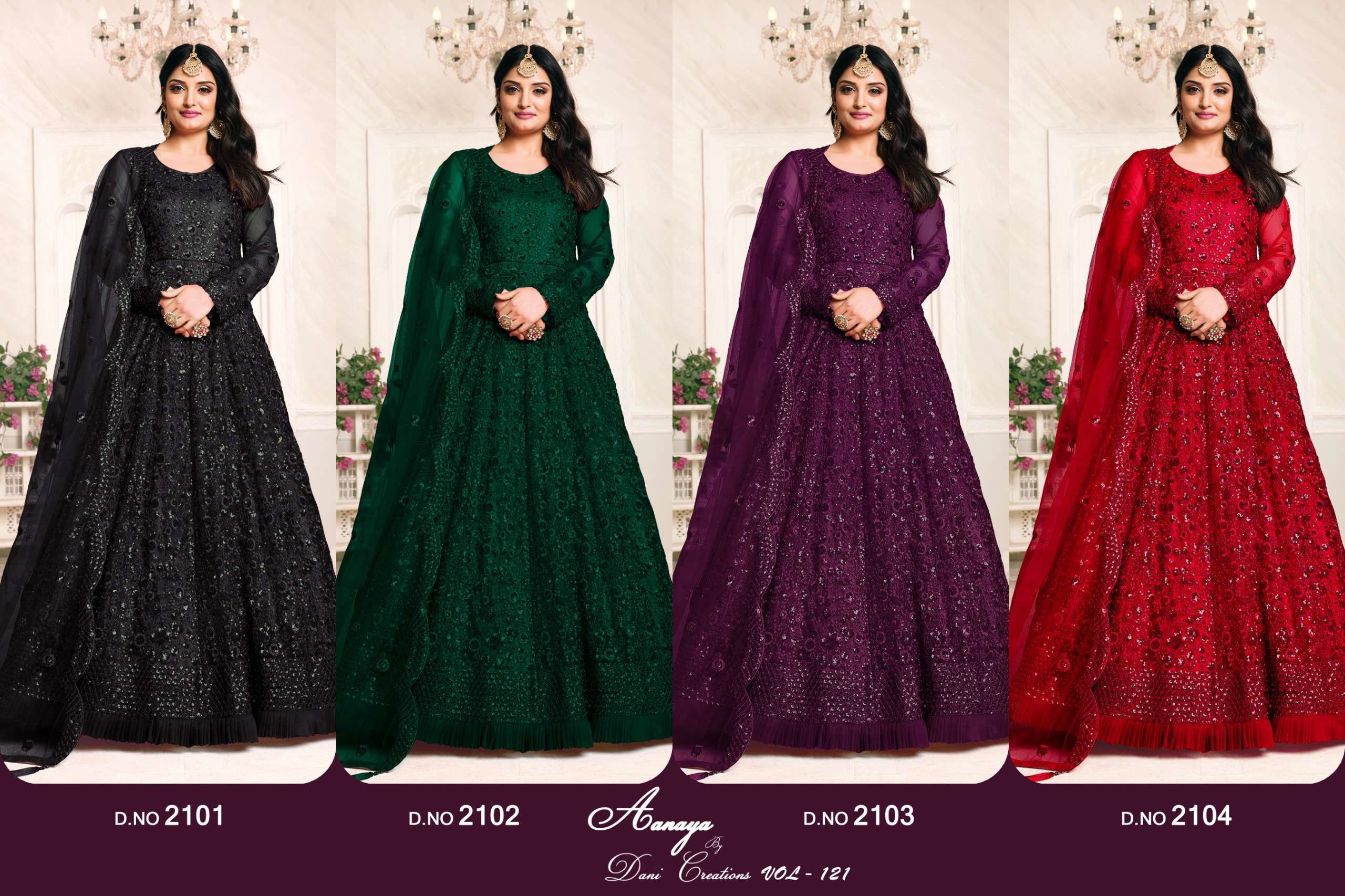 DANI CREATION AANAYA VOL 121 HEAVY EMBROIDERY DESIGNER PARTY WEAR DRESS