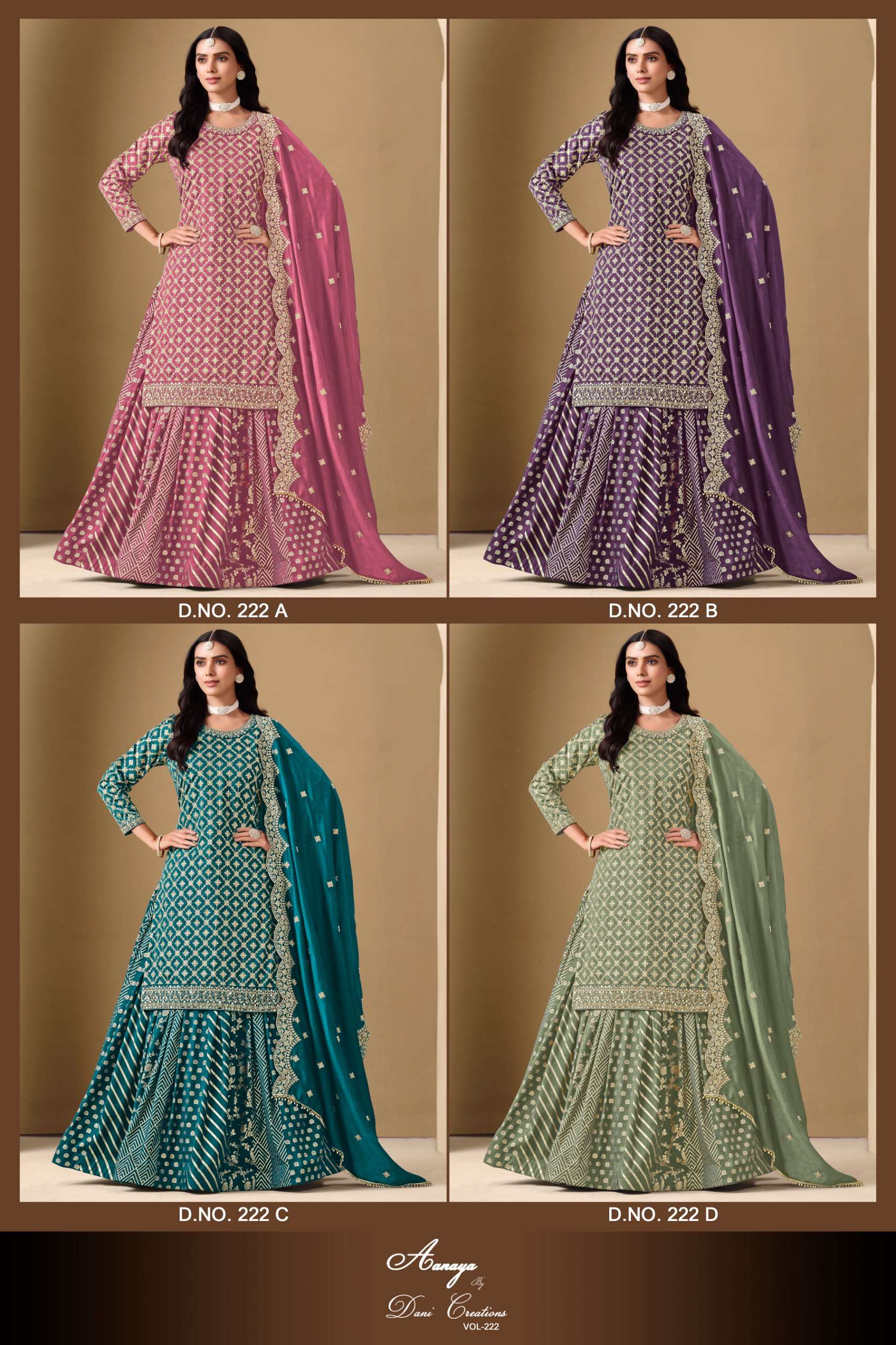 DANI CREATION AANAYA VOL 222 SILK HEAVY DESIGNER WEDDING WEAR LEHENGA SUIT