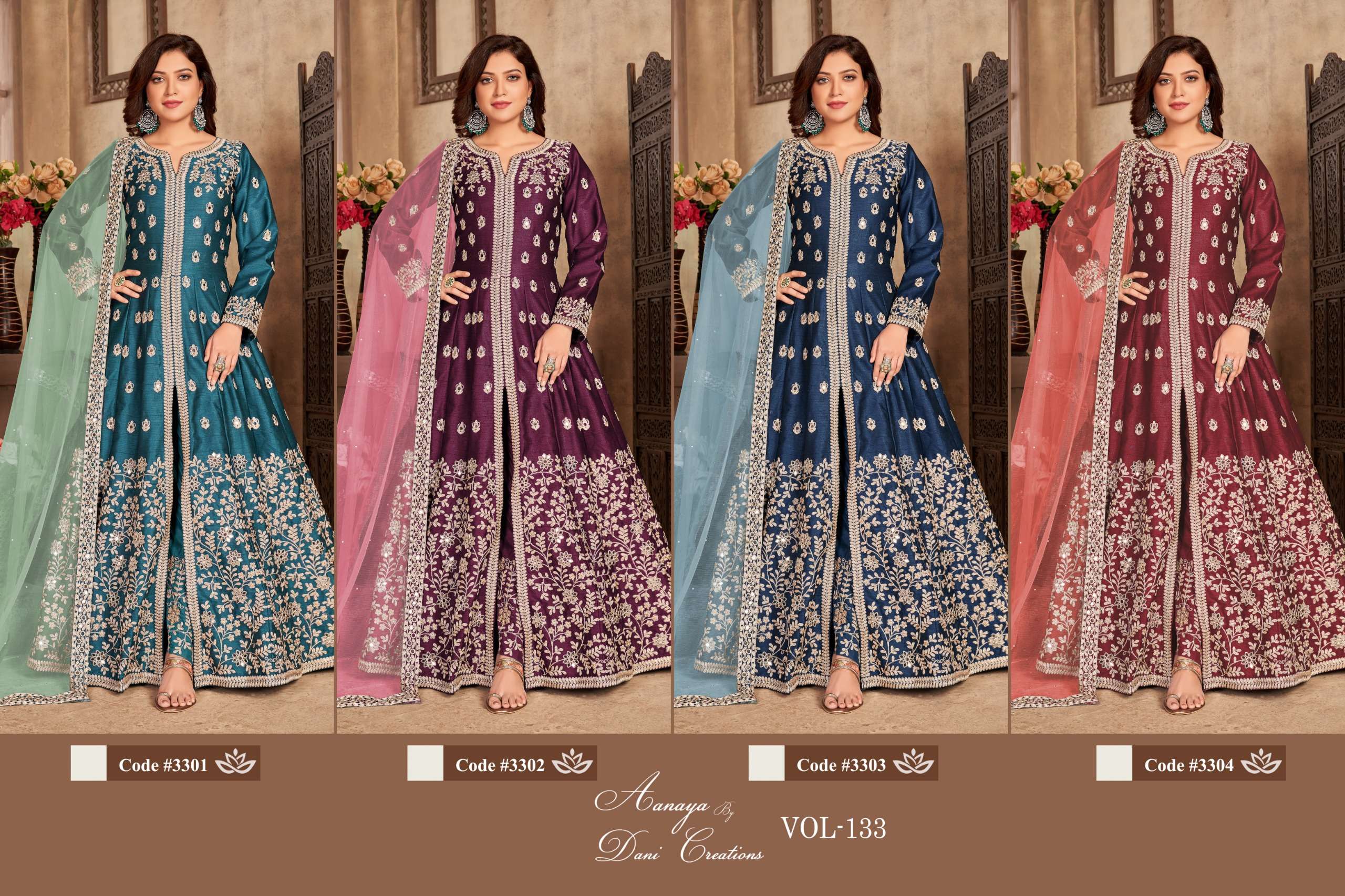DANI CREATION AANAYA VOL 133 SILK HEAVY DEIGNER PARTY WEAR GOWN DRESS