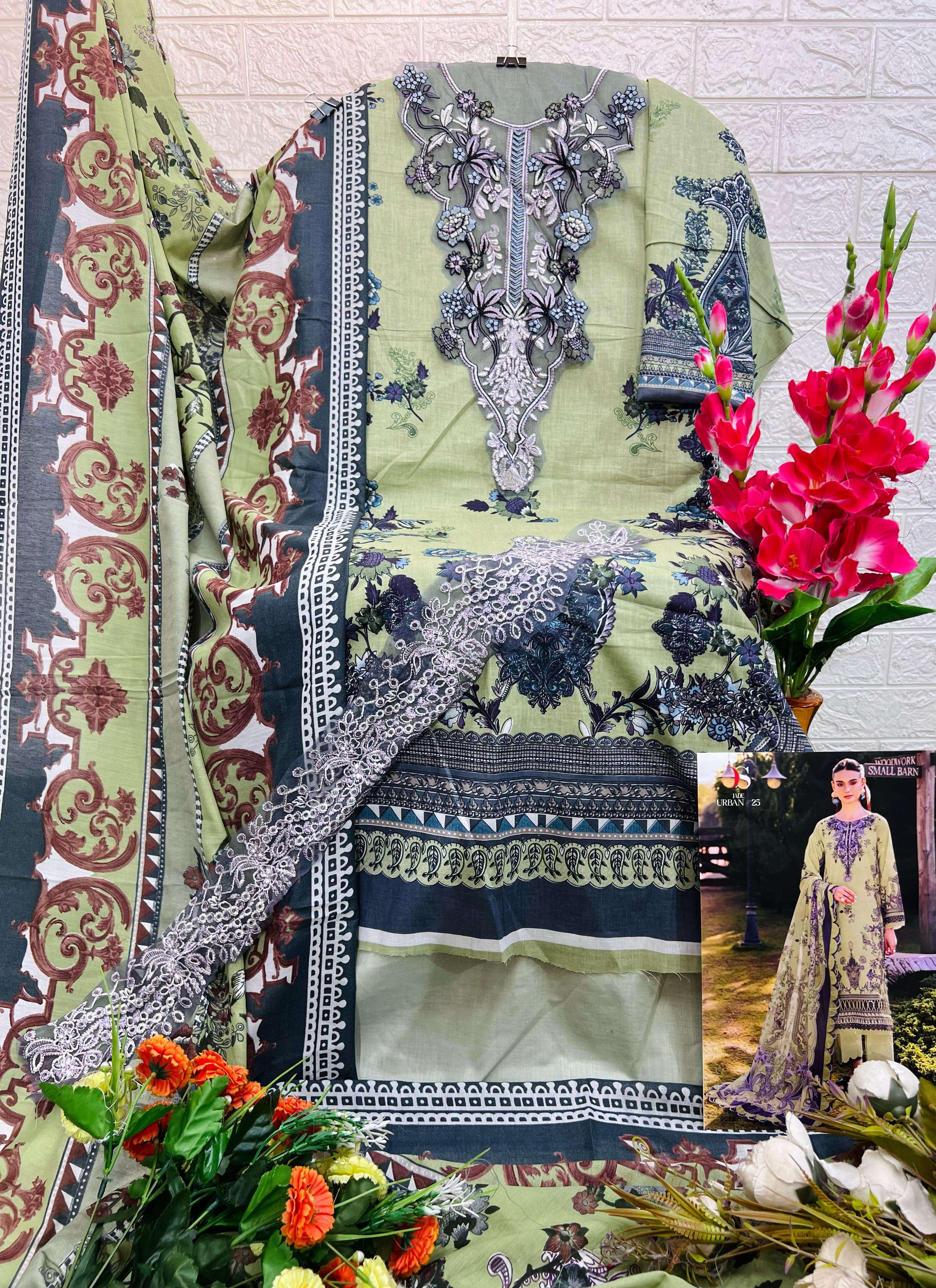 DEEPSY SUITS JADE URBAN LAWN 25 COTTON PATCH EMBROIDERY WORK SUIT