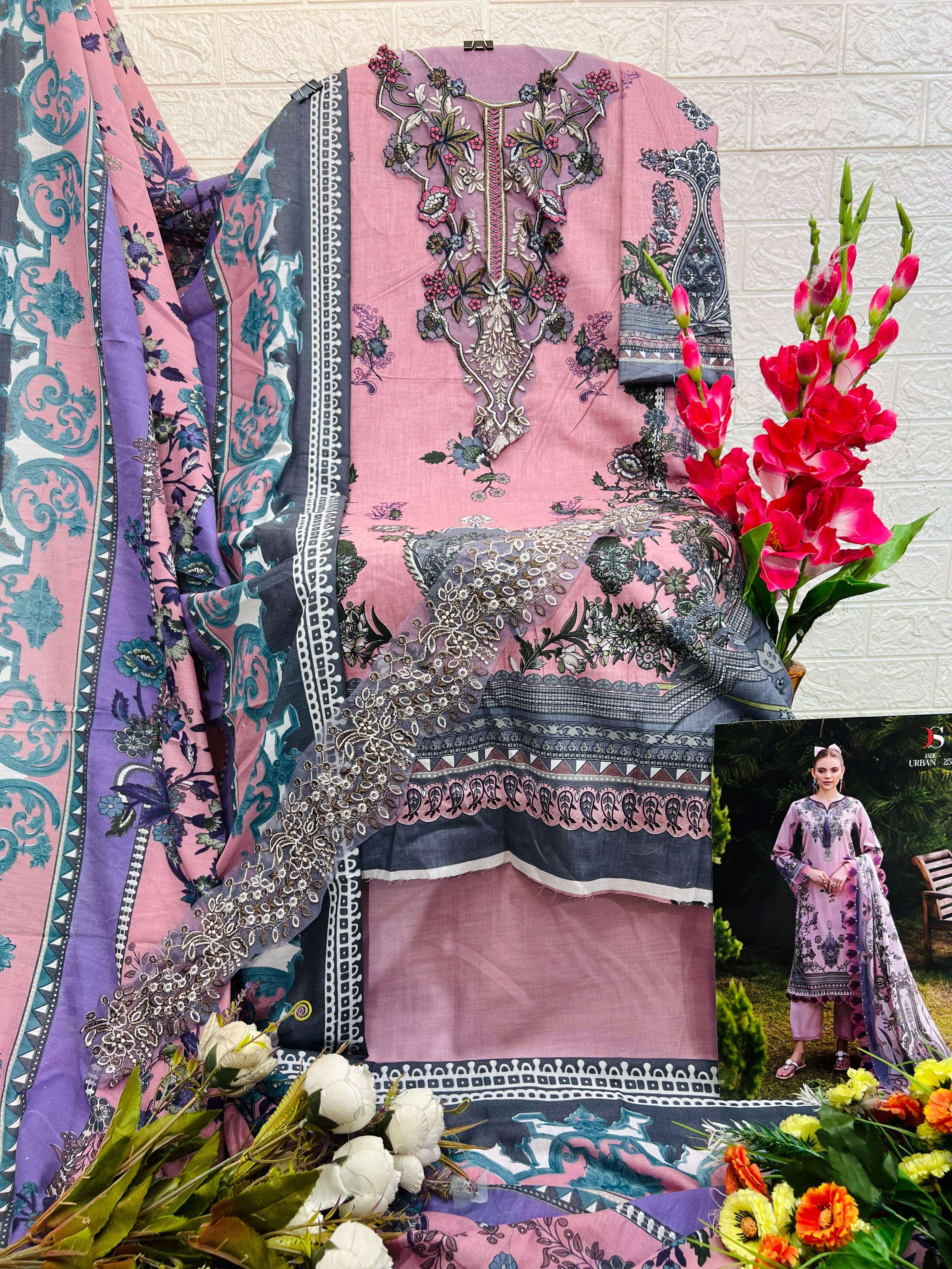 DEEPSY SUITS JADE URBAN LAWN 25 COTTON PATCH EMBROIDERY WORK SUIT