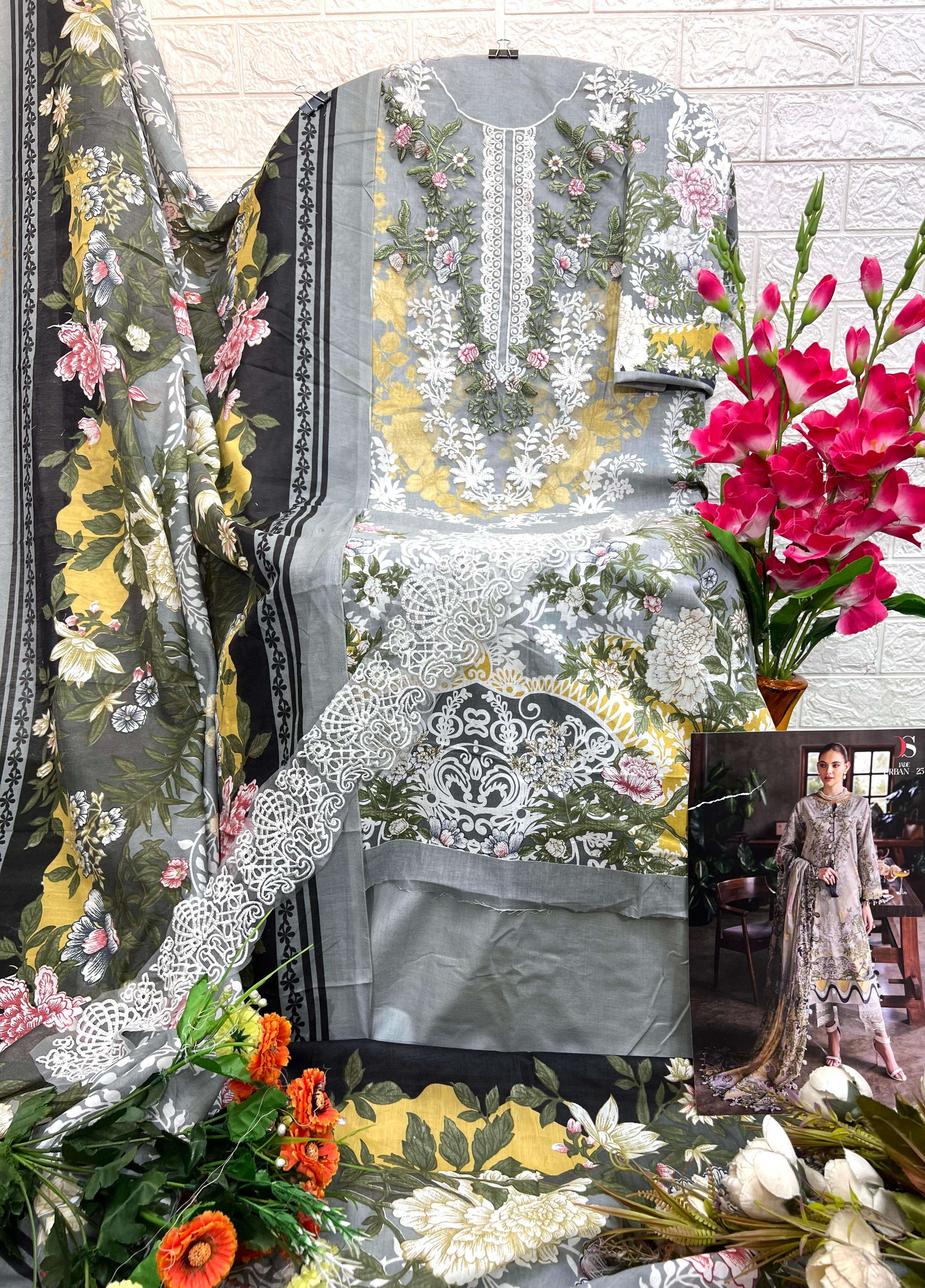 DEEPSY SUITS JADE URBAN LAWN 25 COTTON PATCH EMBROIDERY WORK SUIT