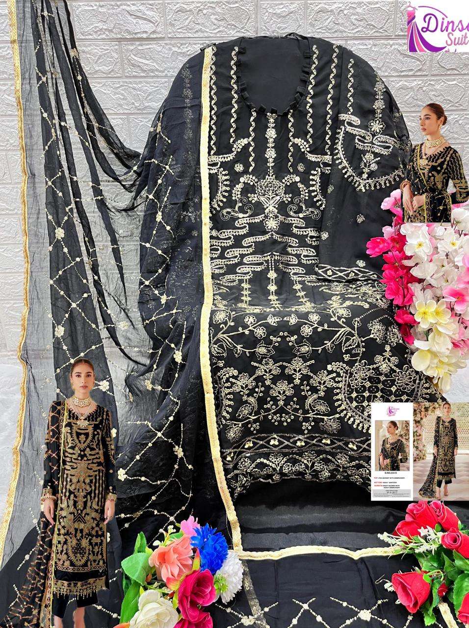 DINSAA SUIT DESIGN NO - 234 ABCD GEORGETTE HEAVY EMBROIDERED WORK PARTY WEAR SUIT