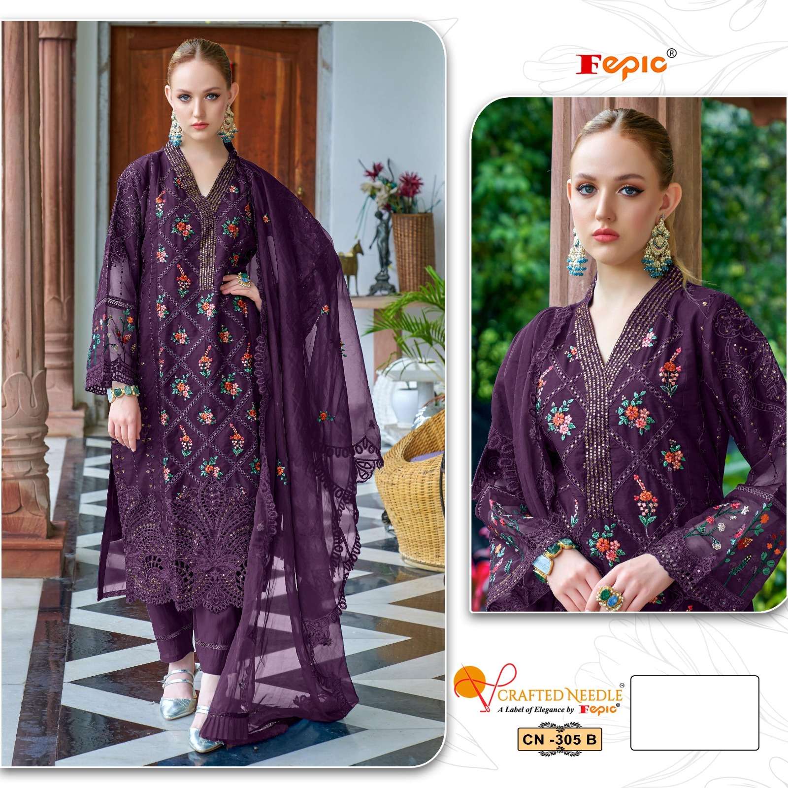 FEPIC CRAFTED NEEDLE CN 305 ORGANZA HEAVY DESIGNER WORK SUIT