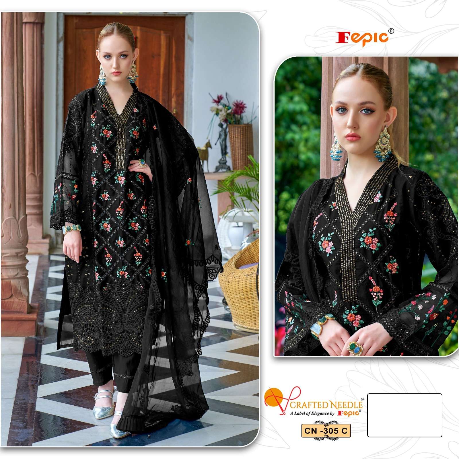 FEPIC CRAFTED NEEDLE CN 305 ORGANZA HEAVY DESIGNER WORK SUIT