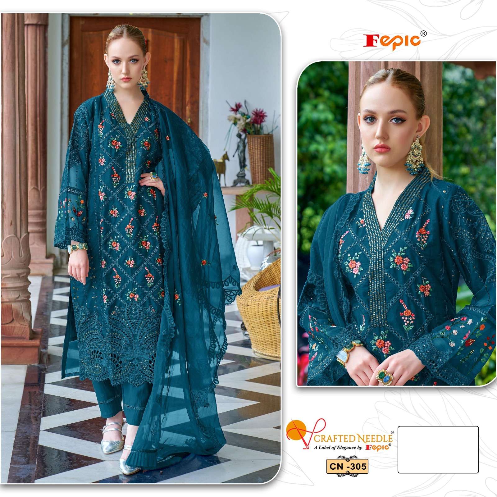 FEPIC CRAFTED NEEDLE CN 305 ORGANZA HEAVY DESIGNER WORK SUIT