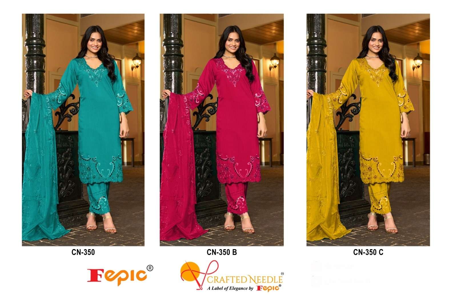 FEPIC CRAFTED NEEDLE CN 350 LINEN DESIGNER READY MADE PAKISTANI SUIT
