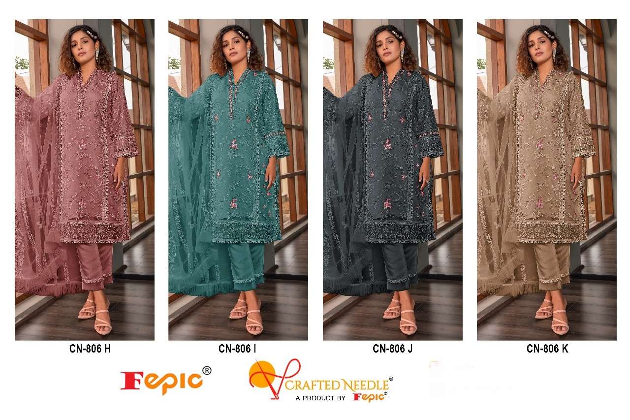 FEPIC CRAFTED NEEDLE CN 806 ORGANZA EMBROIDERED PAKISTANI SUIT
