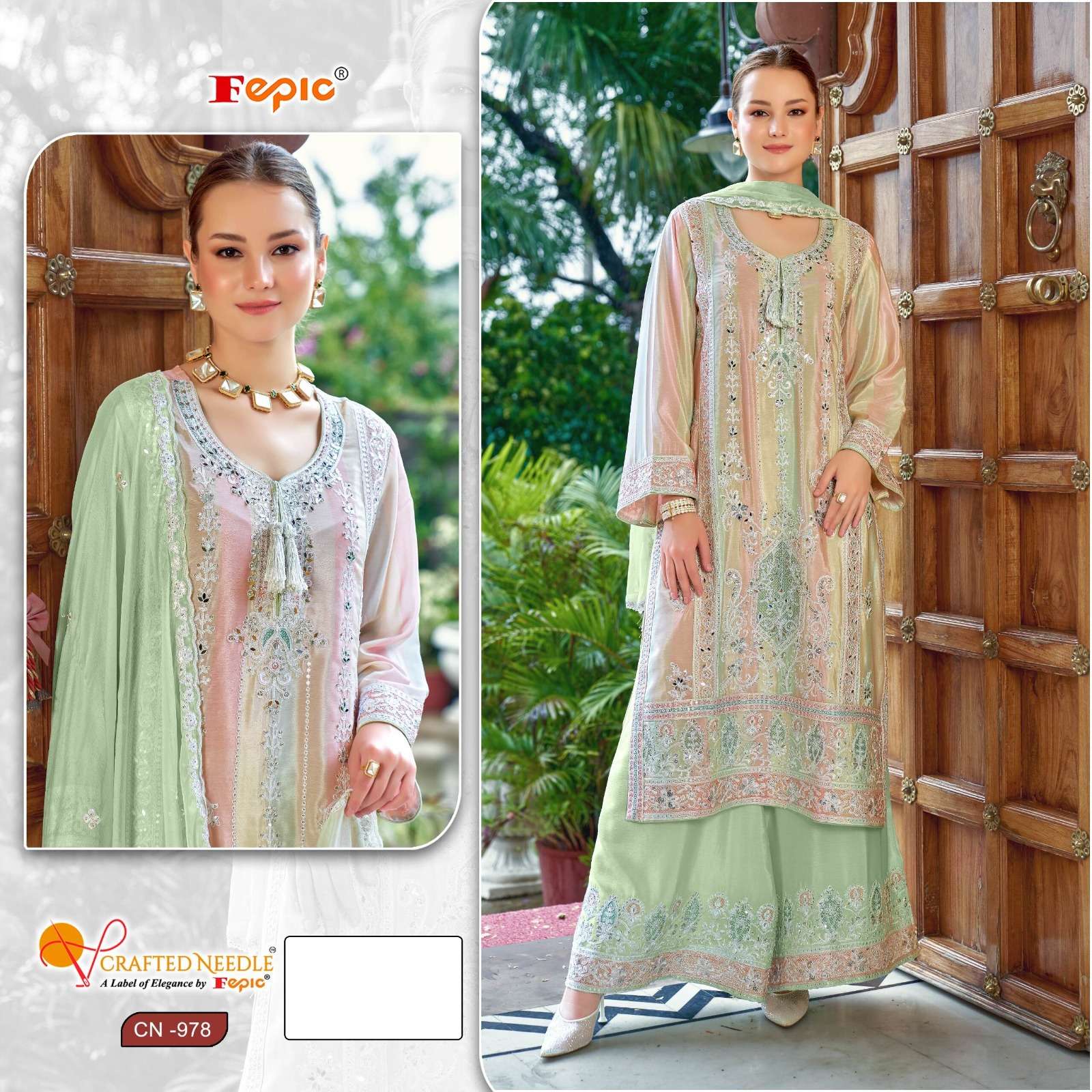 FEPIC CRAFTED NEEDLE CN 978 HEAVY BEAUTIFUL EMBROIDERD PAKISTANI SUIT