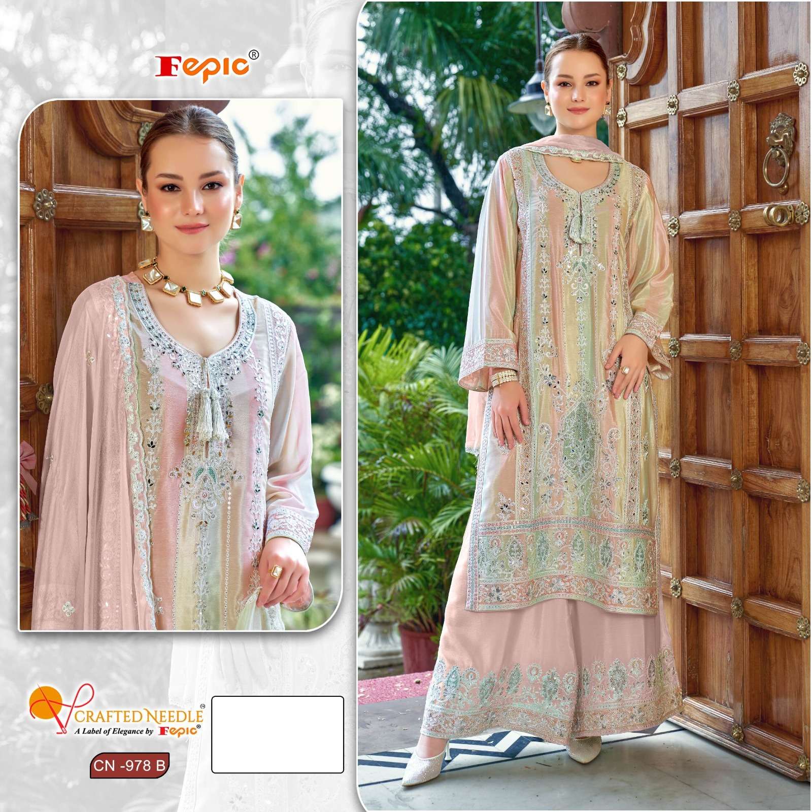 FEPIC CRAFTED NEEDLE CN 978 HEAVY BEAUTIFUL EMBROIDERD PAKISTANI SUIT