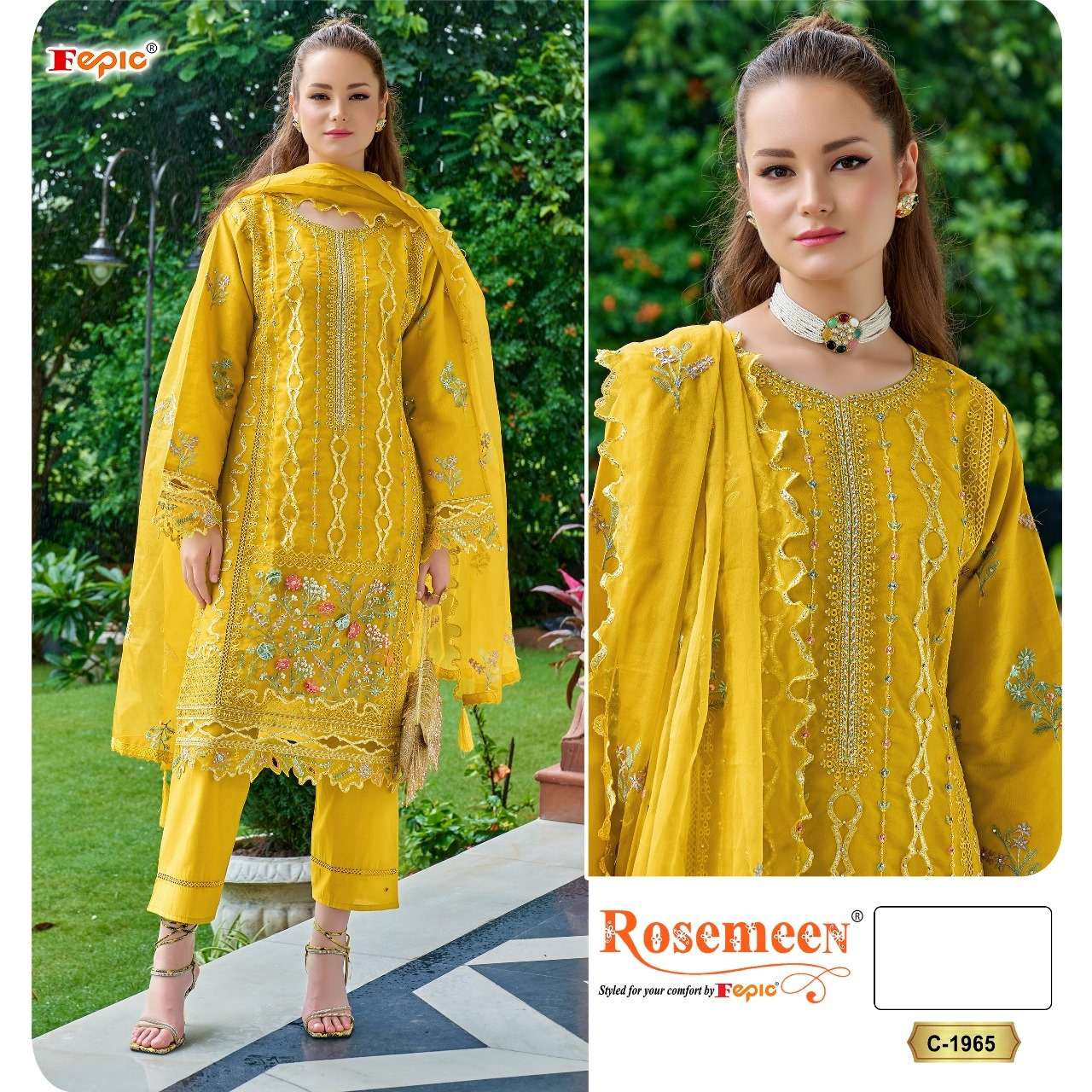 FEPIC ROSEMEEN C 1965 HEAVY DESIGNER WORK PAKISTANI SUIT