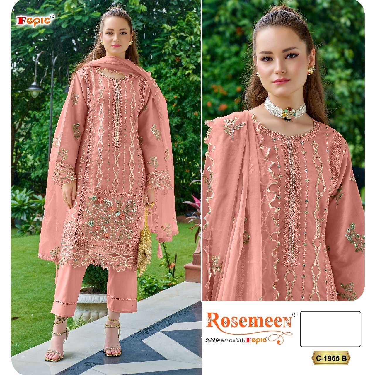 FEPIC ROSEMEEN C 1965 HEAVY DESIGNER WORK PAKISTANI SUIT