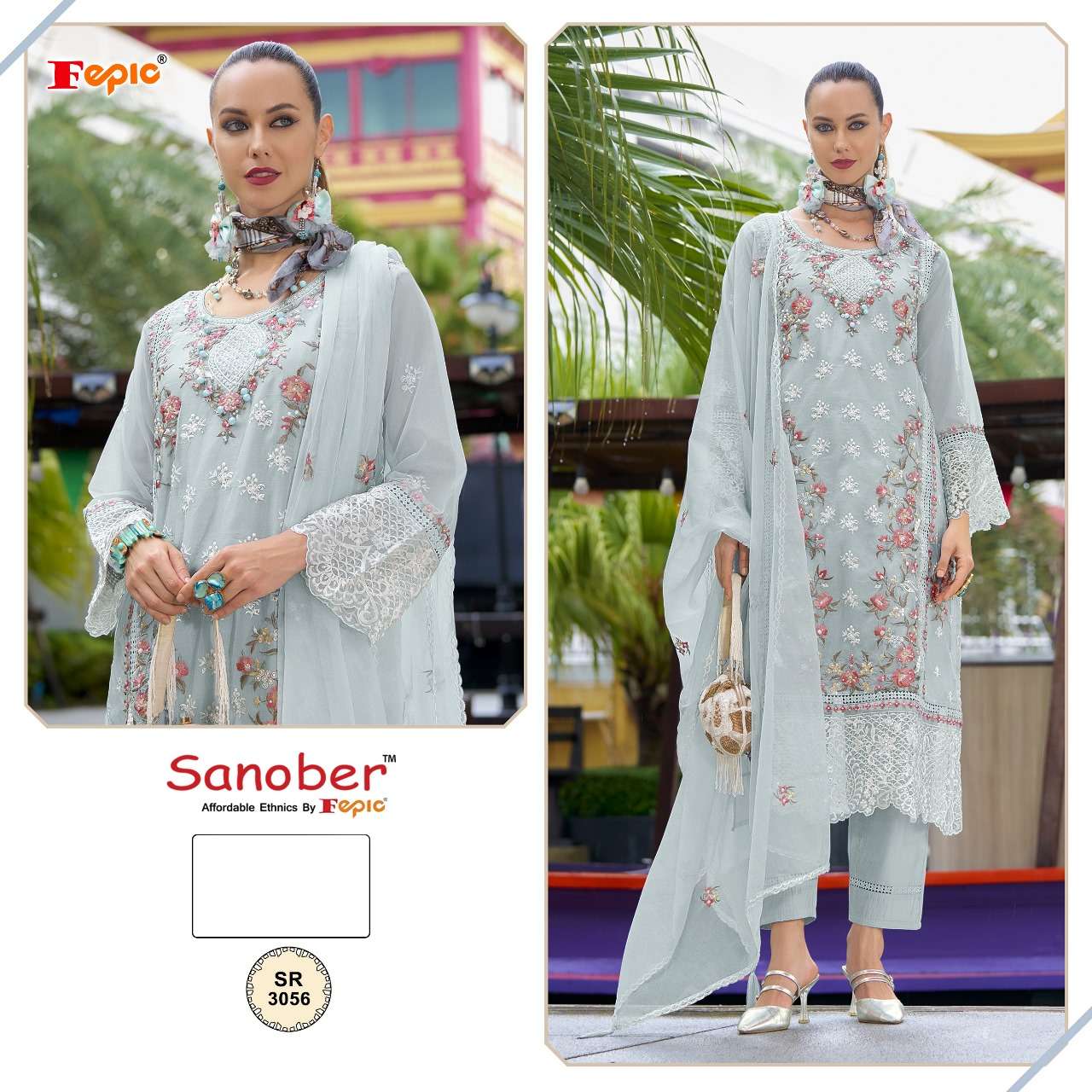 FEPIC SANOBER SR 3056 ORGANZA EMBROIDERED READY MADE SUIT