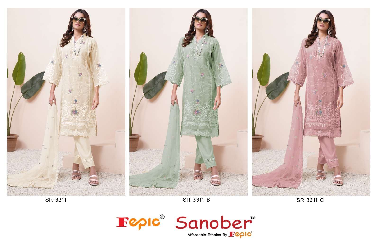 FEPIC SANOER SR 3311 ORGANZA EMBROIDERED FANCY PAKISTANI SUIT
