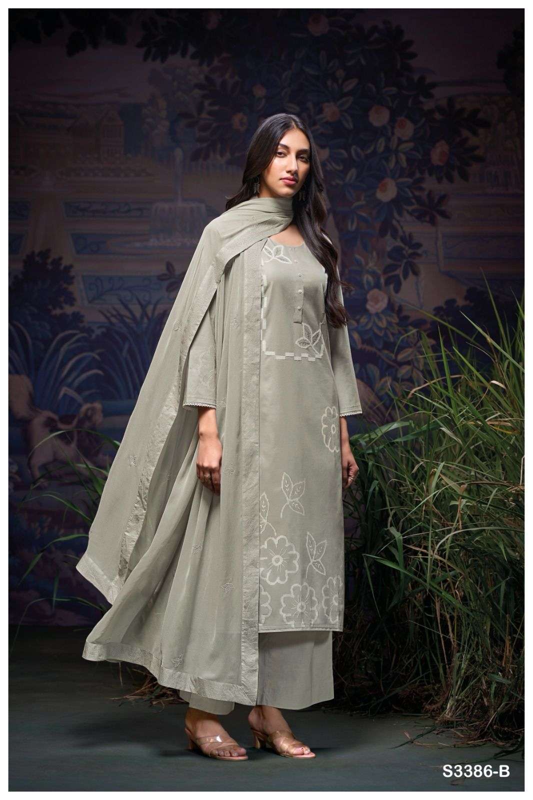 GANGA JAYMIAH 3386 COTTON PRINTED WITH EMBROIDERY WORK SUIT