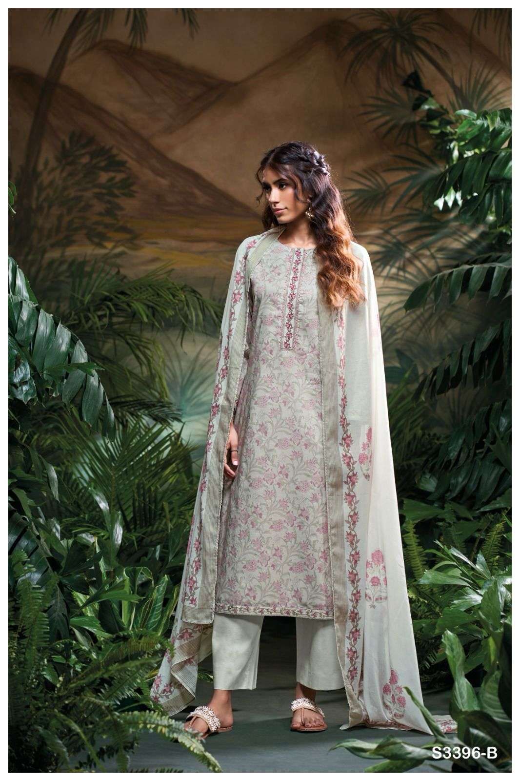 GANGA MAIYA 3396 COTTON PRINTED WITH FANCY WORK LADIES SUIT