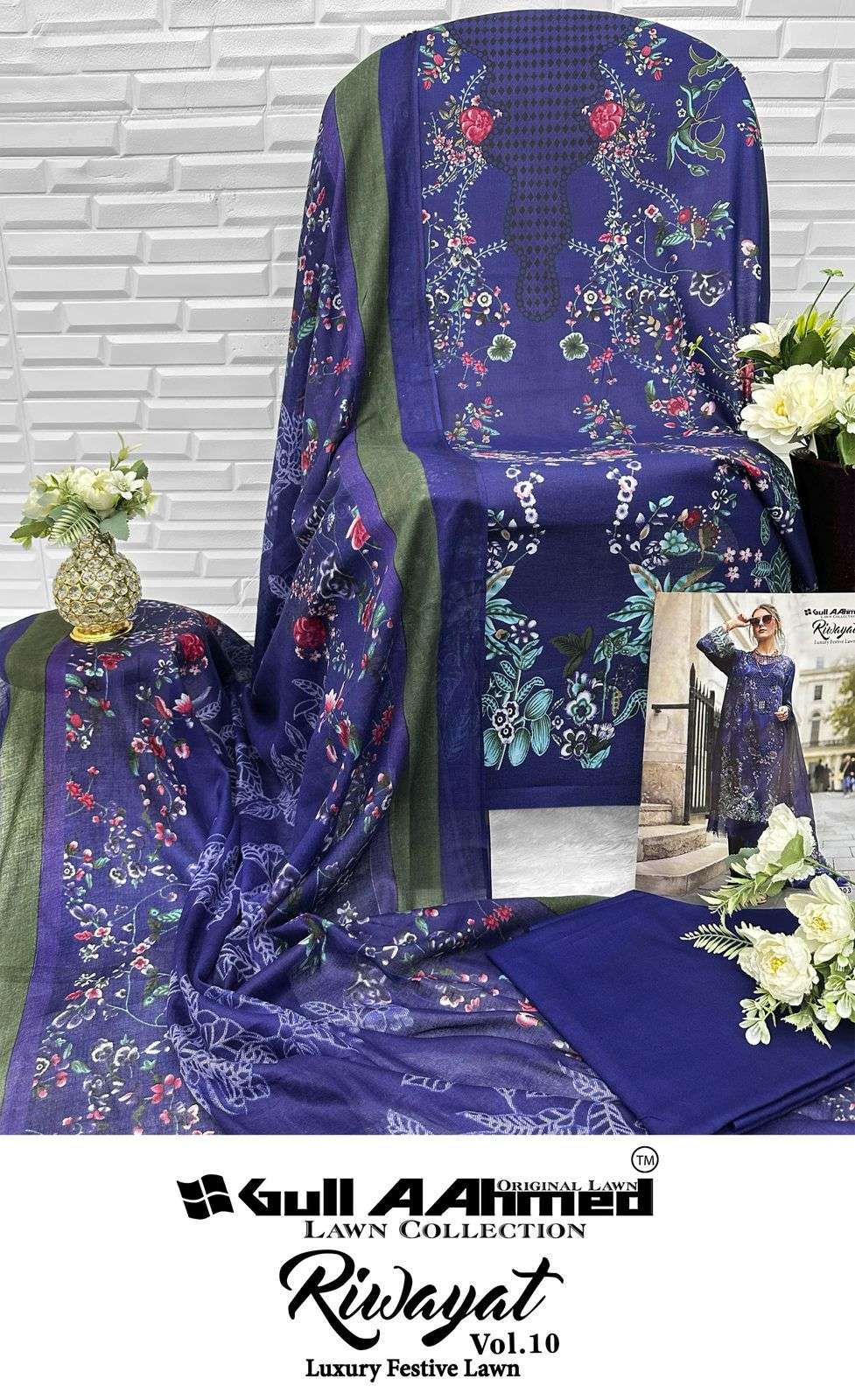 GULL AAHMED RIWAYAT VOL 10 LAWN COTTON DIGITAL PRINTS SALWAR SUIT