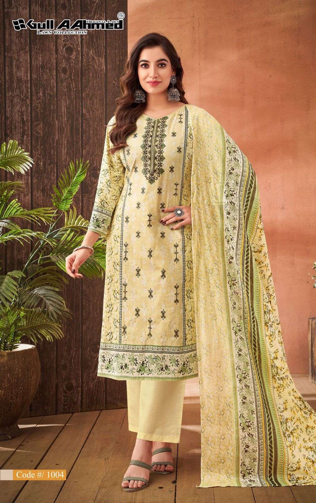 GULL AAHMED ZARA SELF EMBRODARY WORK COLLECTION LAWN COTTON SUIT