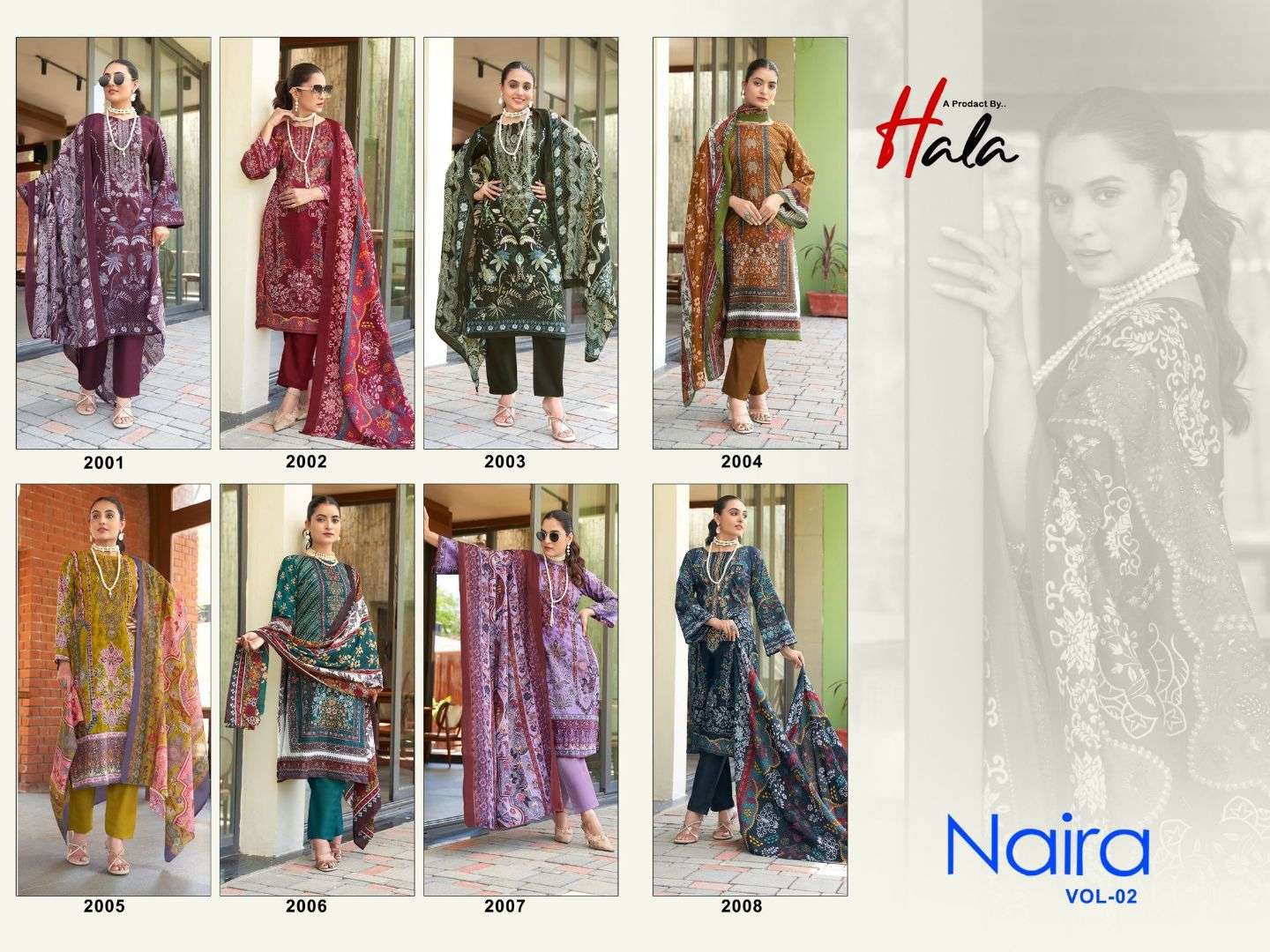 HALA NAIRA VOL 2 COTTON DIGITAL PRINTS WITH FANCY WORK SUIT