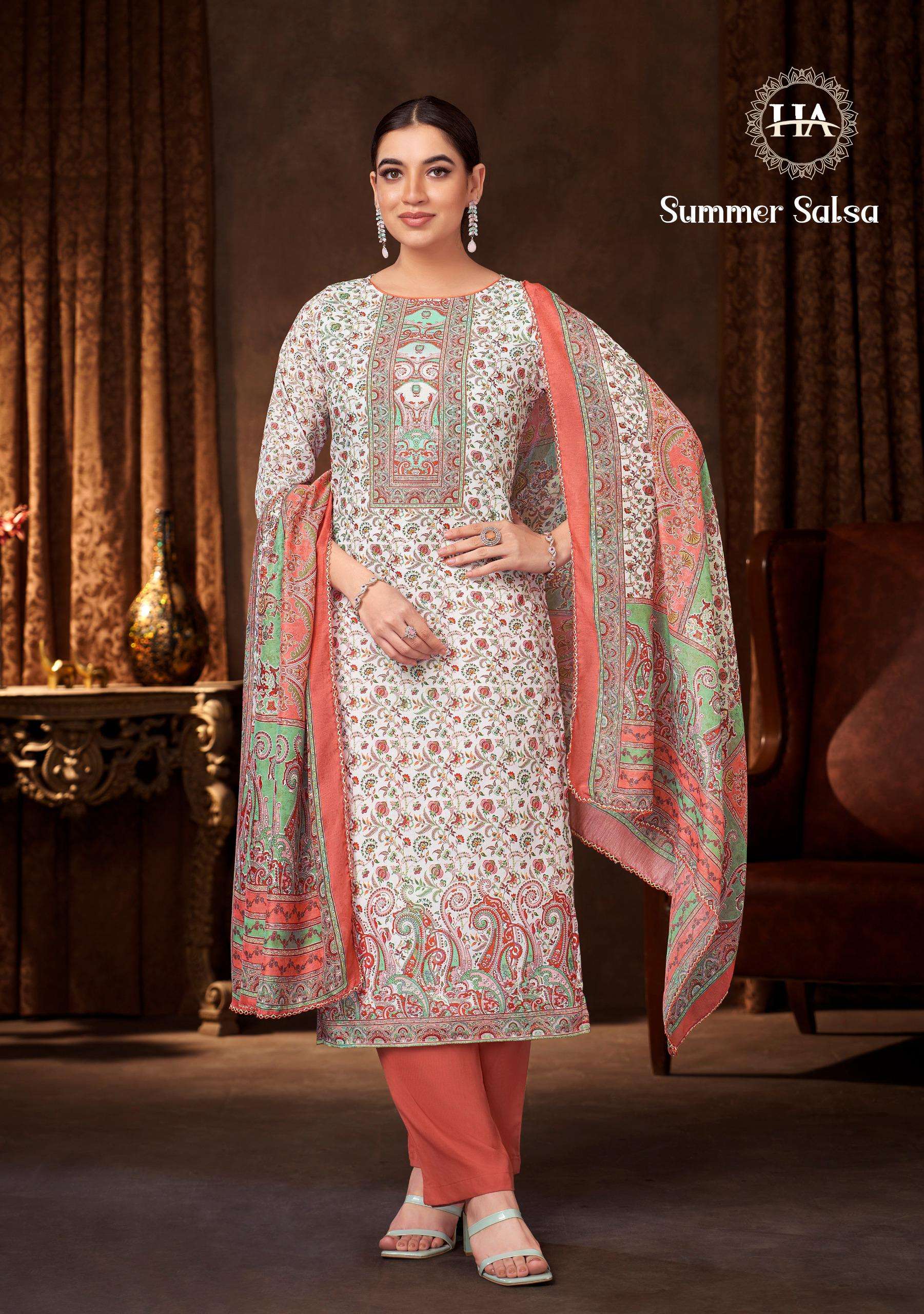 HARSHIT FASHION HUB SUMMER SALSA COTTON DIGITAL PRINT WITH WORK SUIT