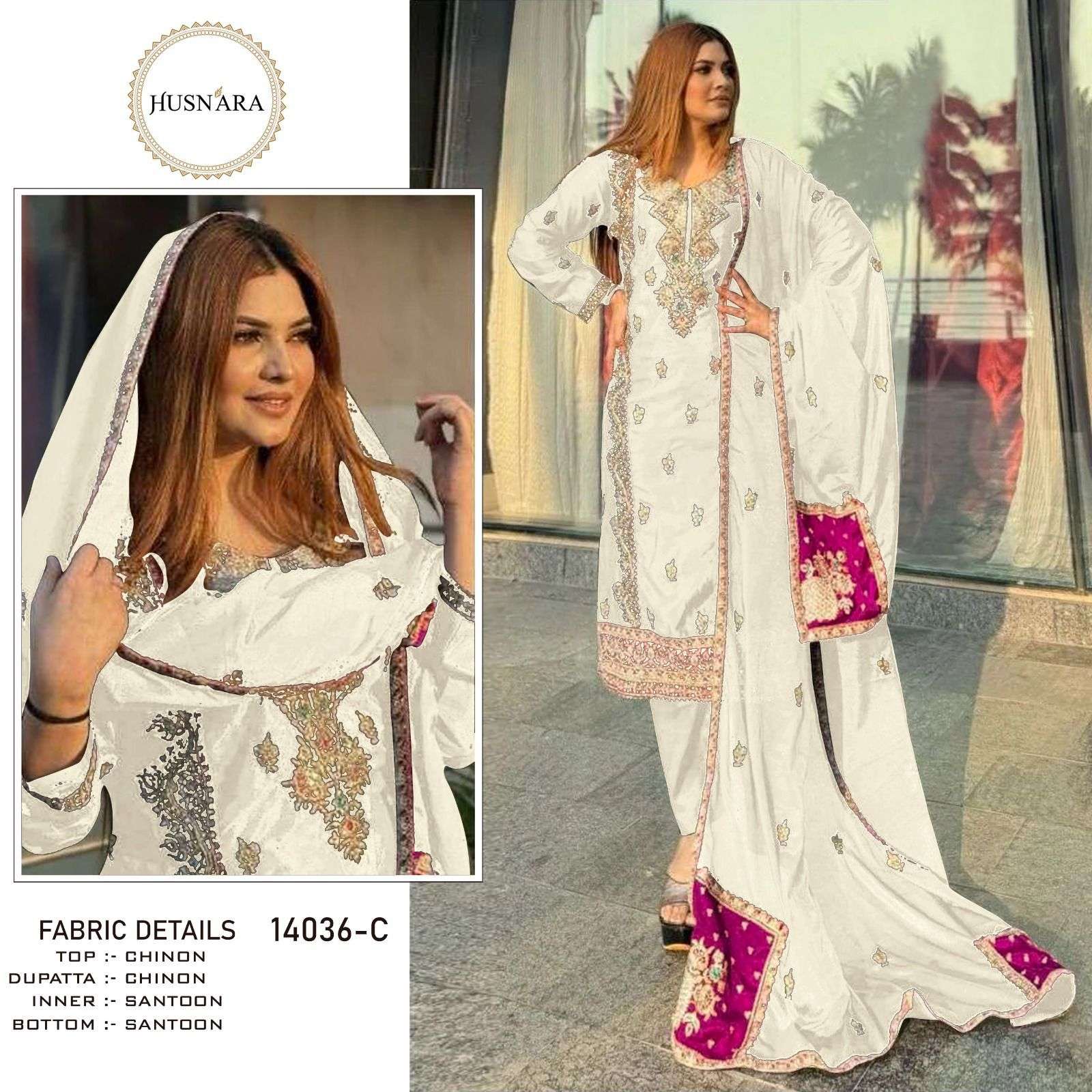 HUSNARA D NO 14036 HEAVY EMBROIDERY DESIGNER READY MADE PAKISTANI SUIT