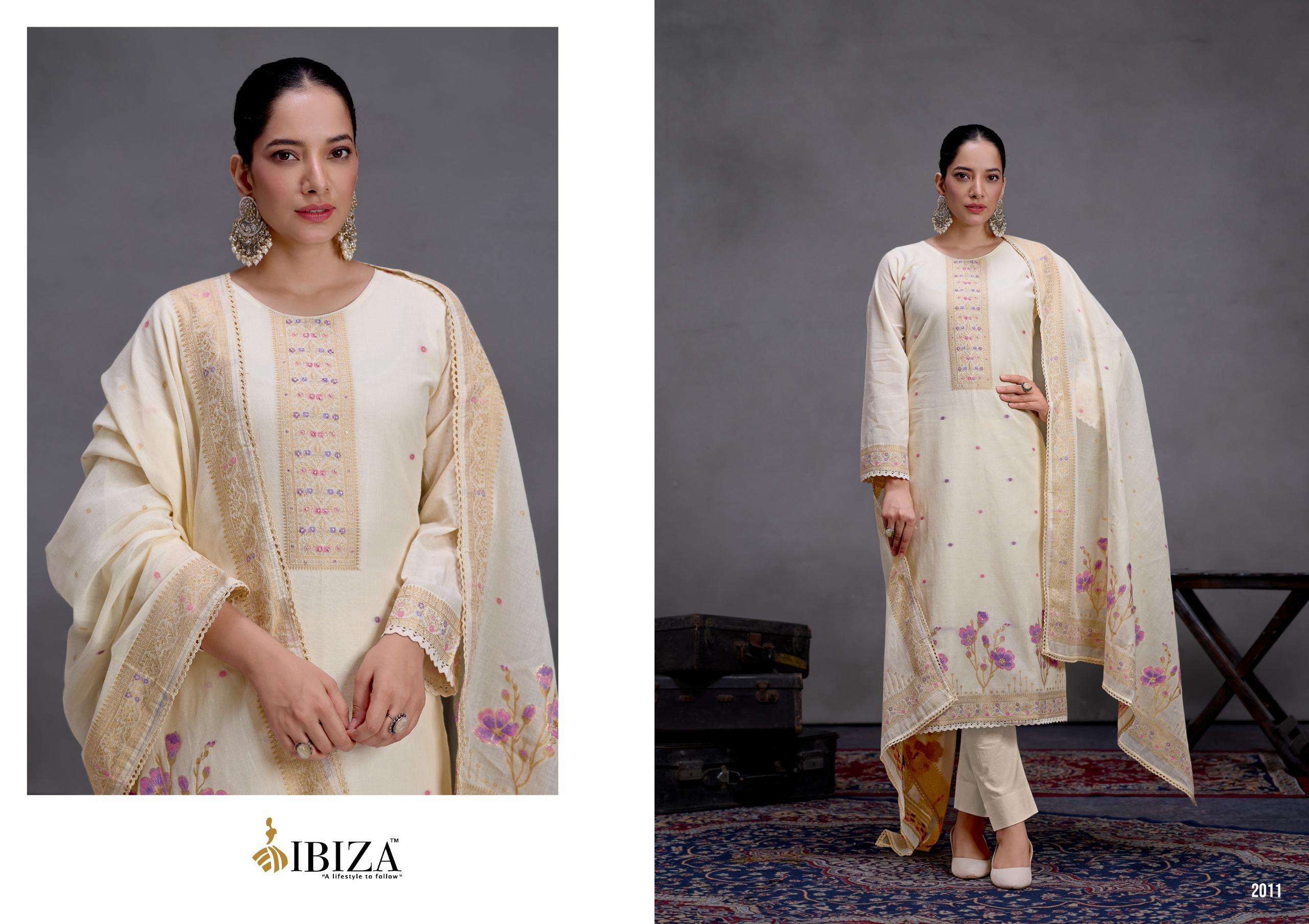 IBIZA BOSCO VOL 4 LAWN COTTON HAND WORK DESIGNER WORK SUIT