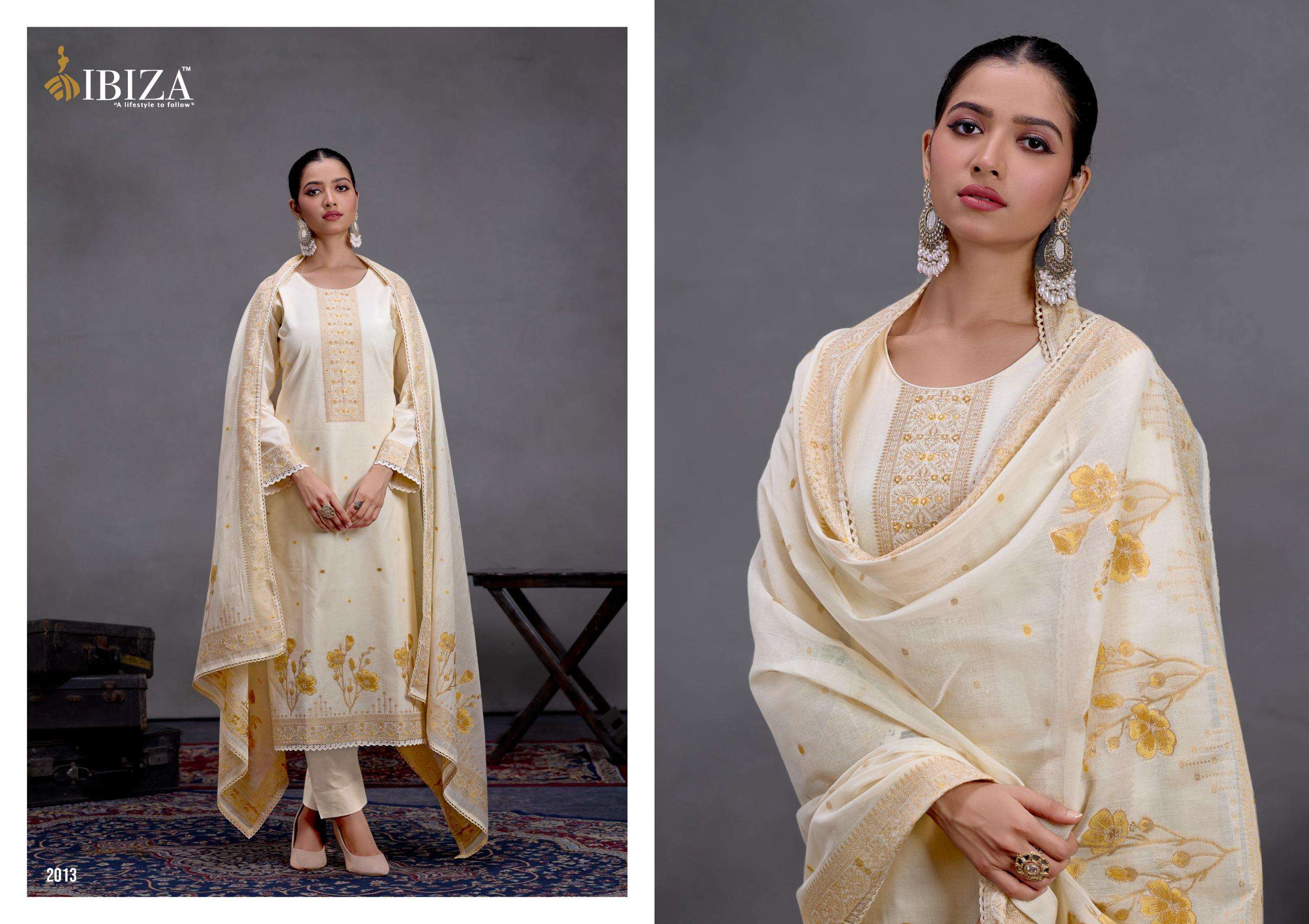 IBIZA BOSCO VOL 4 LAWN COTTON HAND WORK DESIGNER WORK SUIT