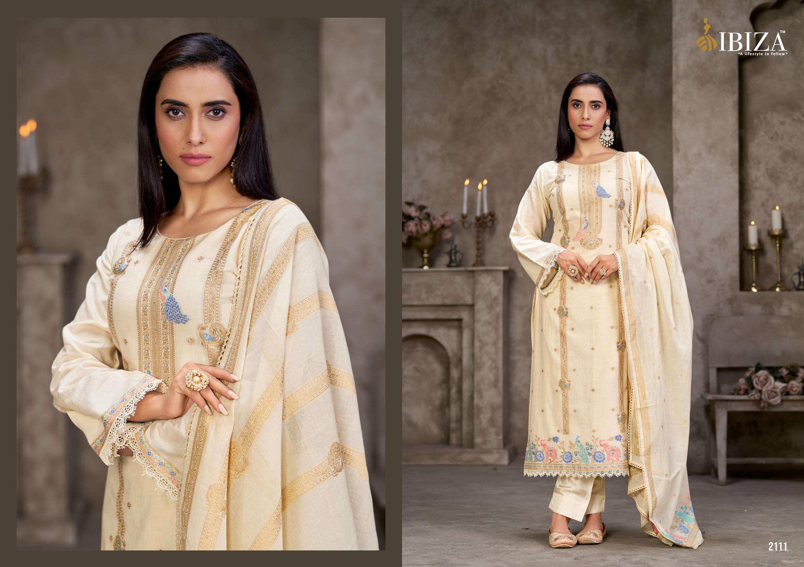 IBIZA BOSCO VOL 5 LAWN COTTON JACQUARD HAND WORK DESIGNER SUIT