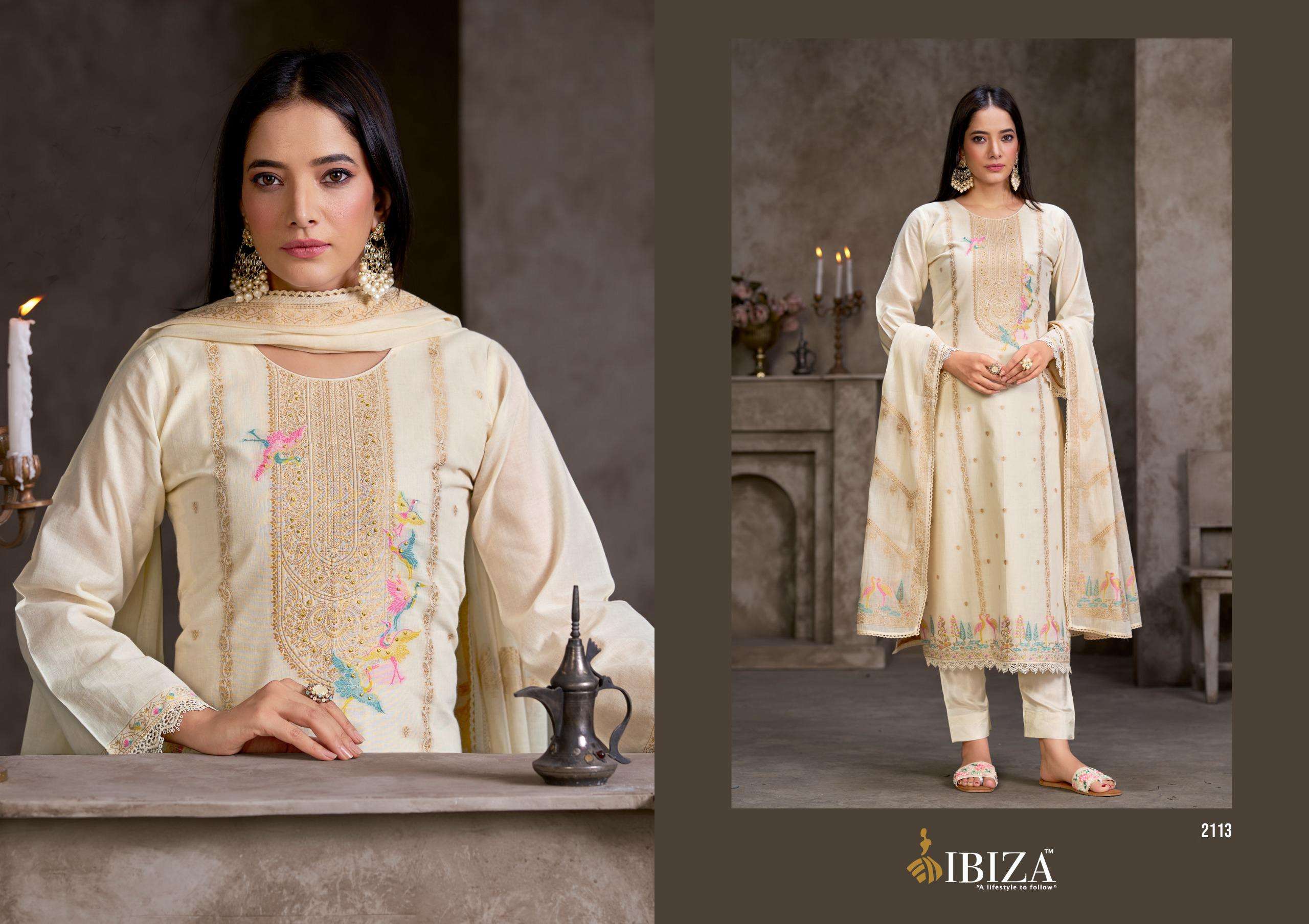 IBIZA BOSCO VOL 5 LAWN COTTON JACQUARD HAND WORK DESIGNER SUIT