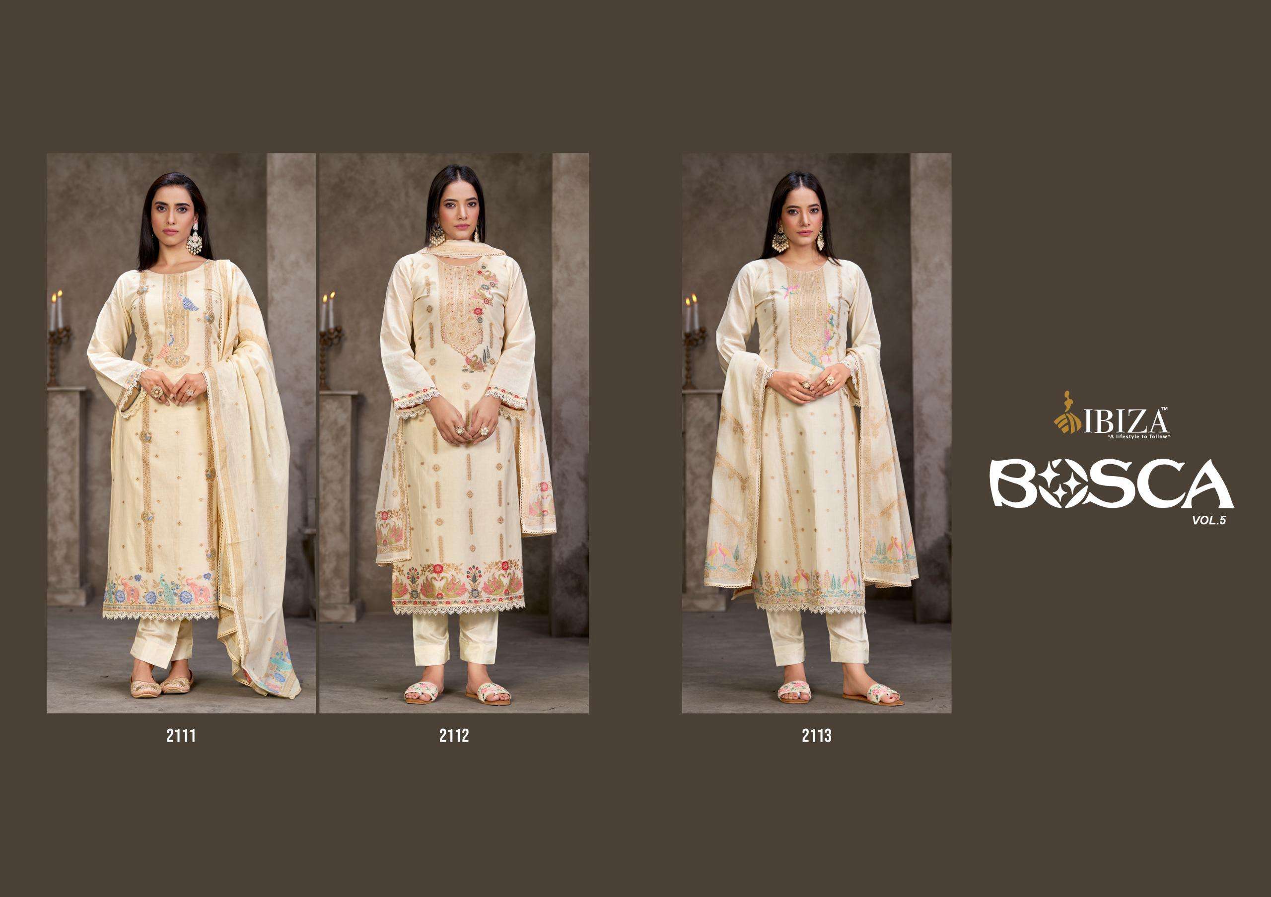 IBIZA BOSCO VOL 5 LAWN COTTON JACQUARD HAND WORK DESIGNER SUIT